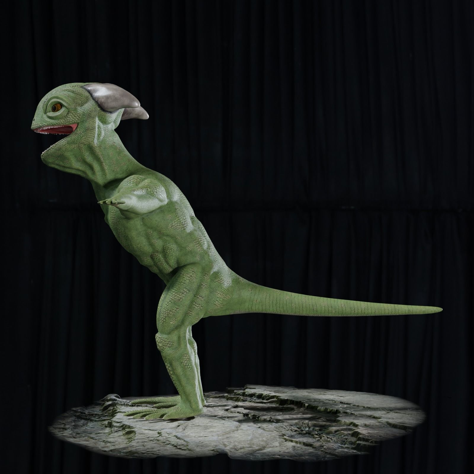 Reptile dinosaur character with green scales 3D model_68