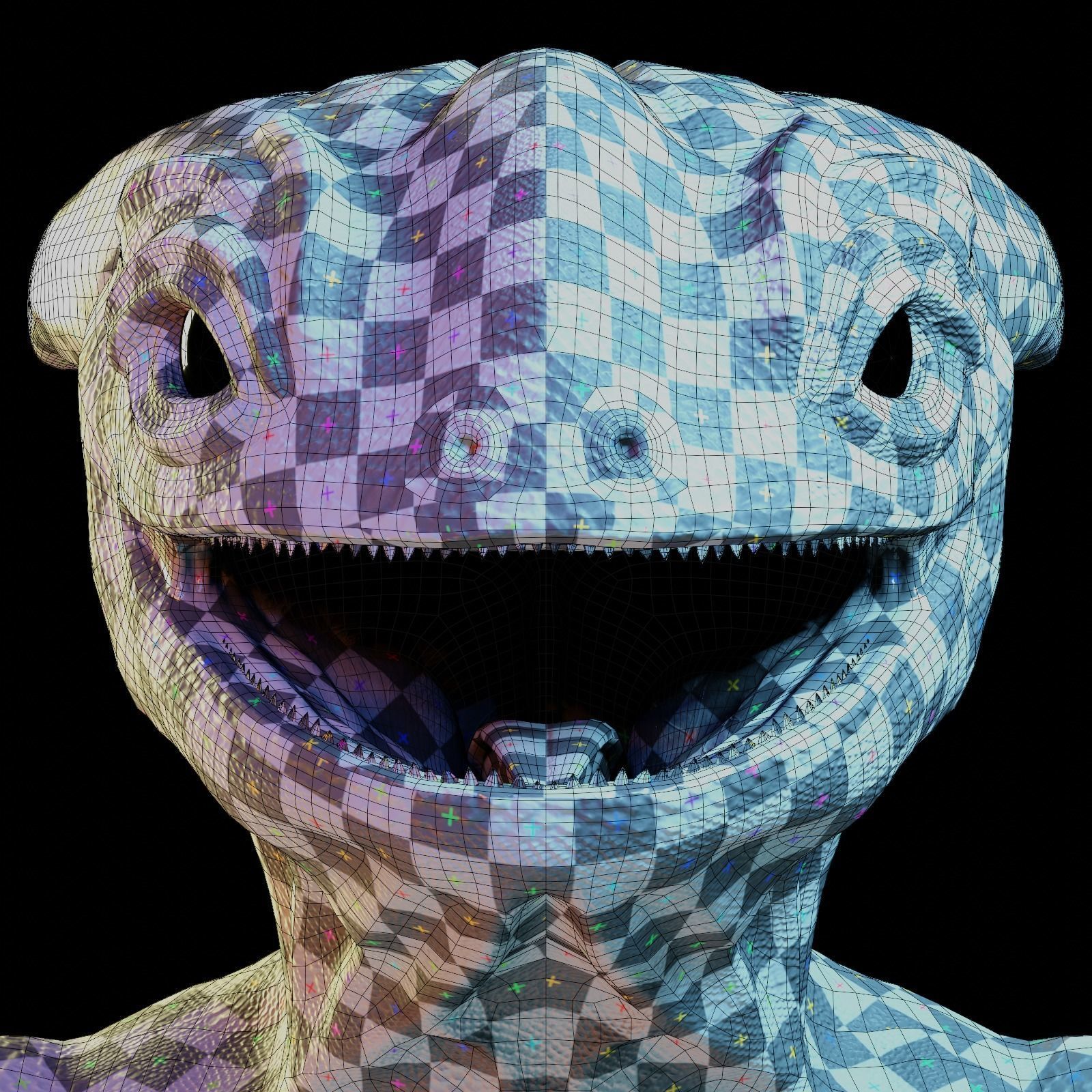 Reptile dinosaur character with green scales 3D model_5