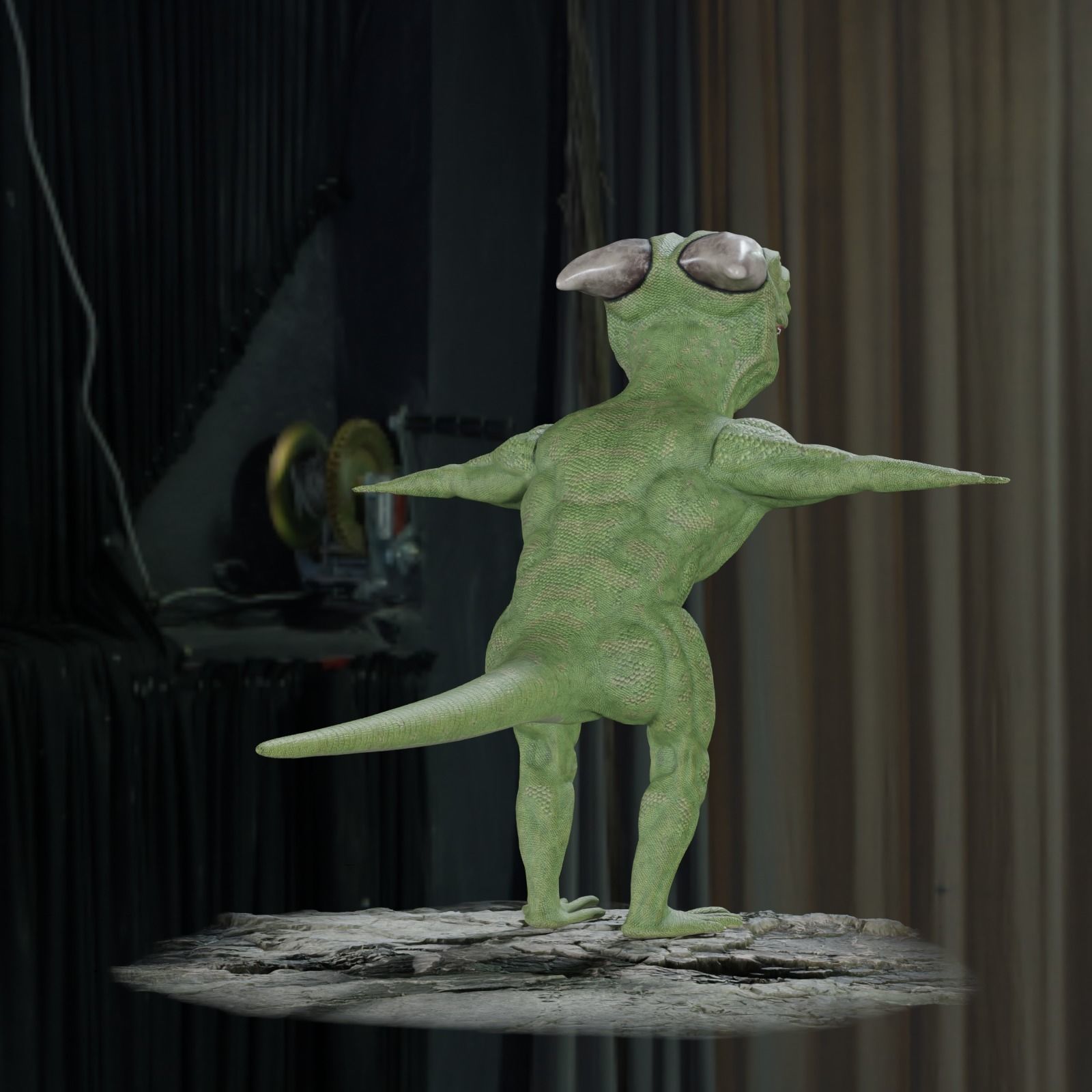 Reptile dinosaur character with green scales 3D model_72