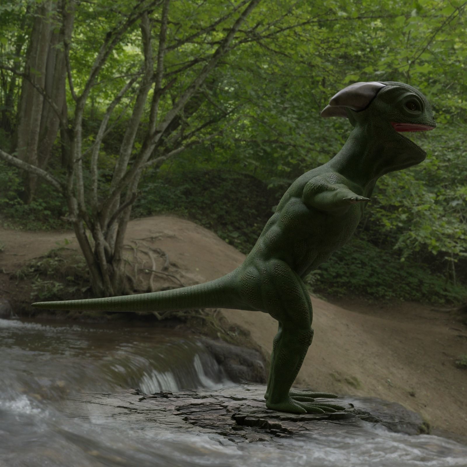 Reptile dinosaur character with green scales 3D model_52