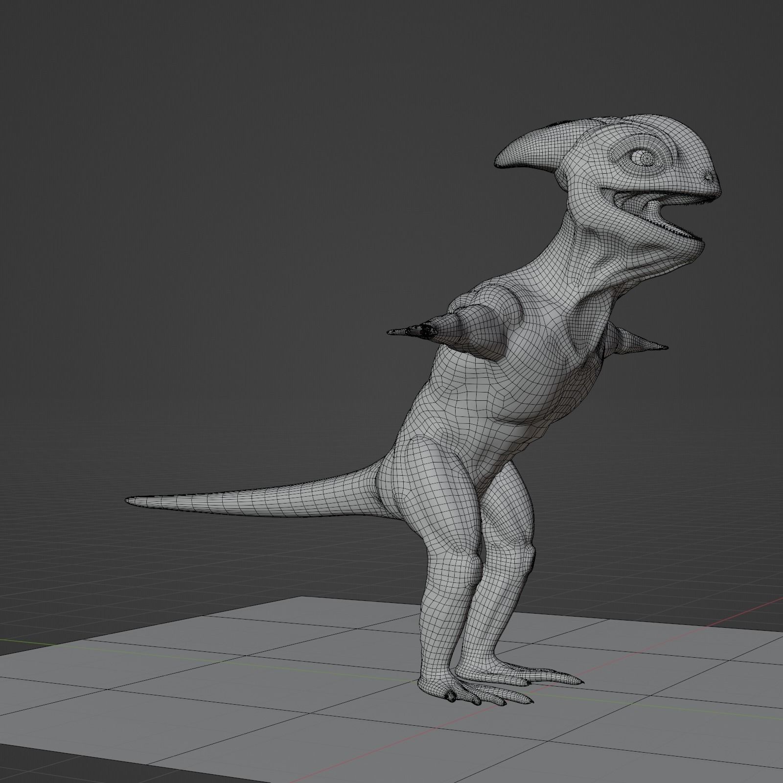 Reptile dinosaur character with green scales 3D model_31
