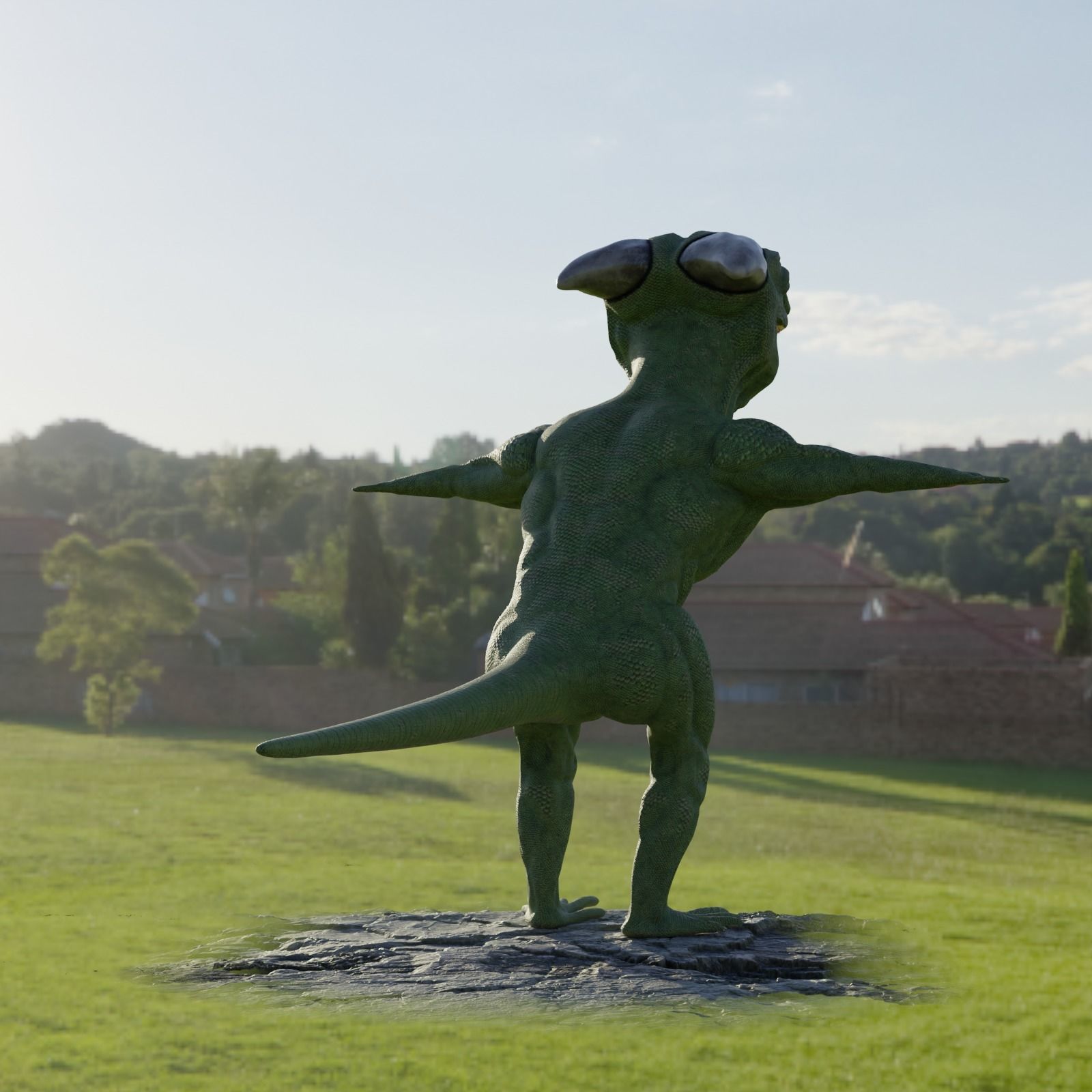 Reptile dinosaur character with green scales 3D model_61