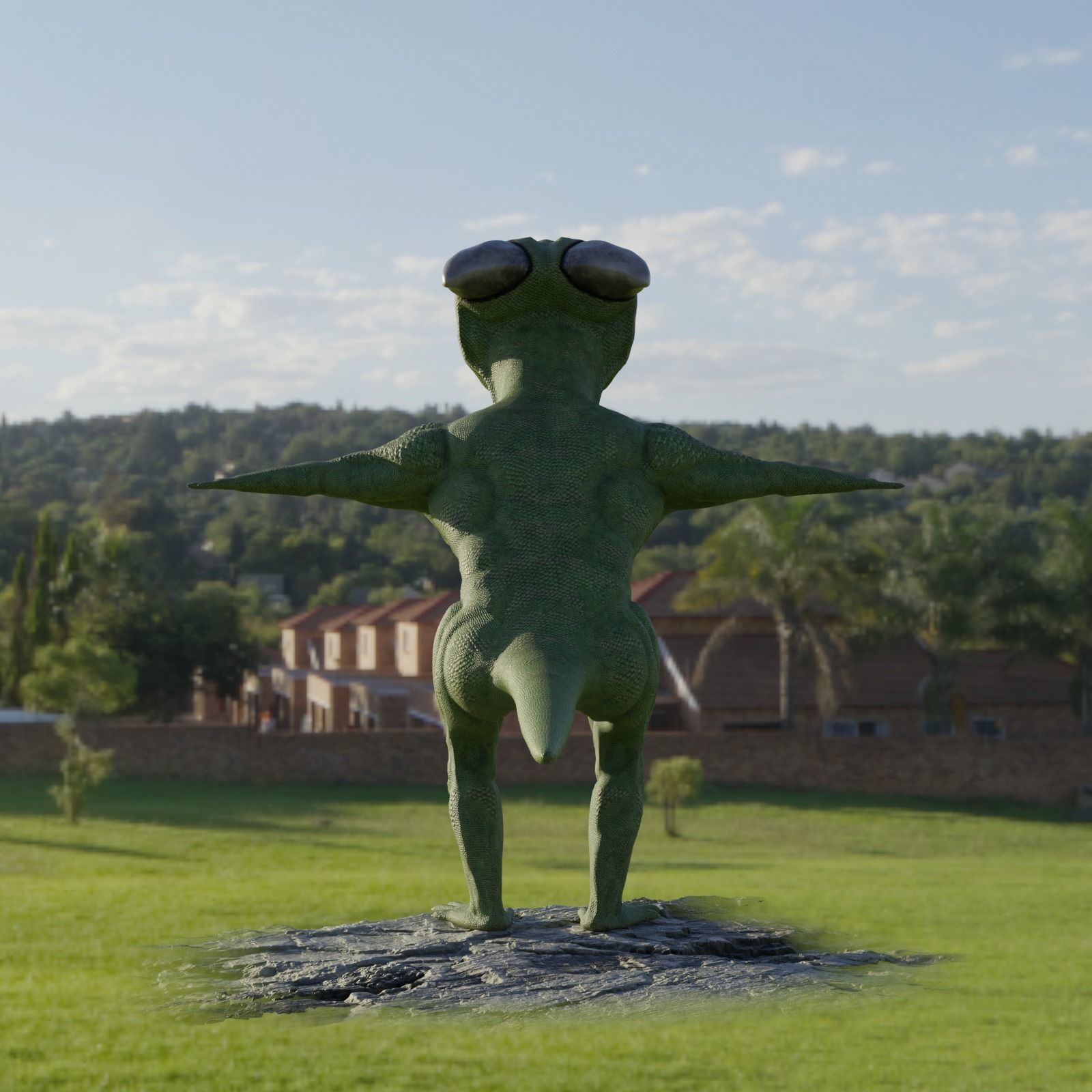 Reptile dinosaur character with green scales 3D model_60