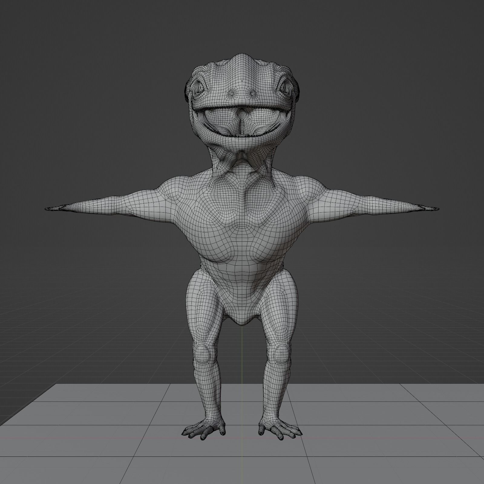 Reptile dinosaur character with green scales 3D model_33