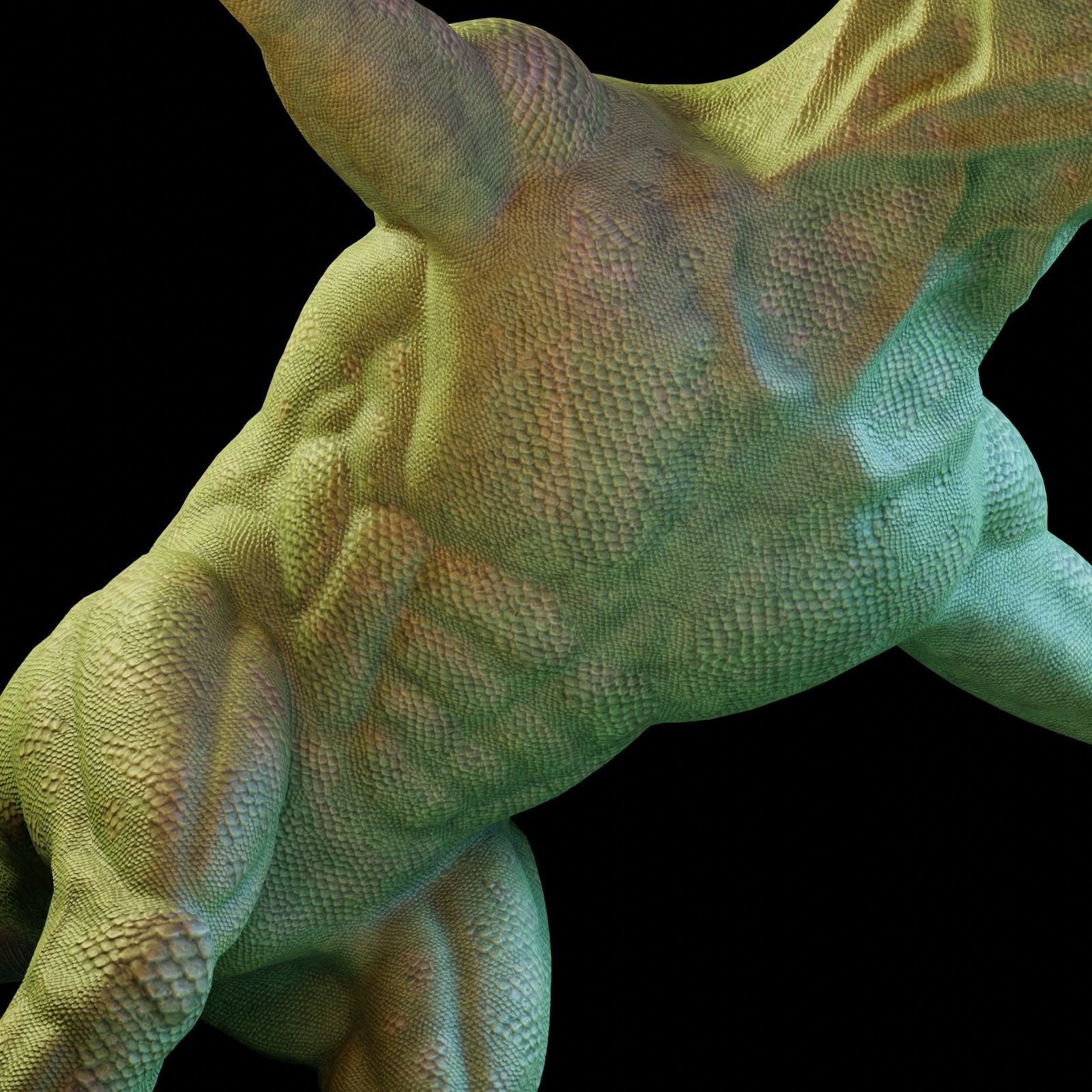 Reptile dinosaur character with green scales 3D model_18