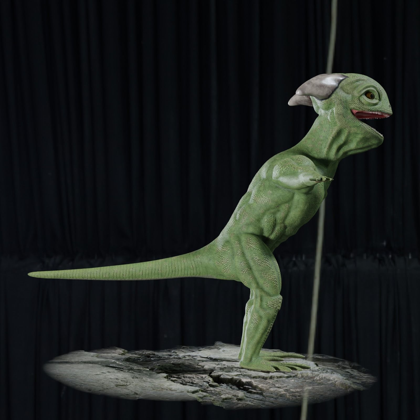 Reptile dinosaur character with green scales 3D model_74