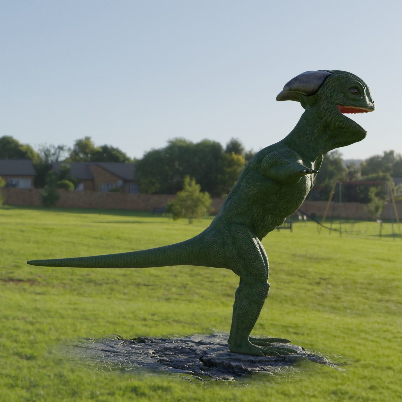 Reptile dinosaur character with green scales 3D model_63