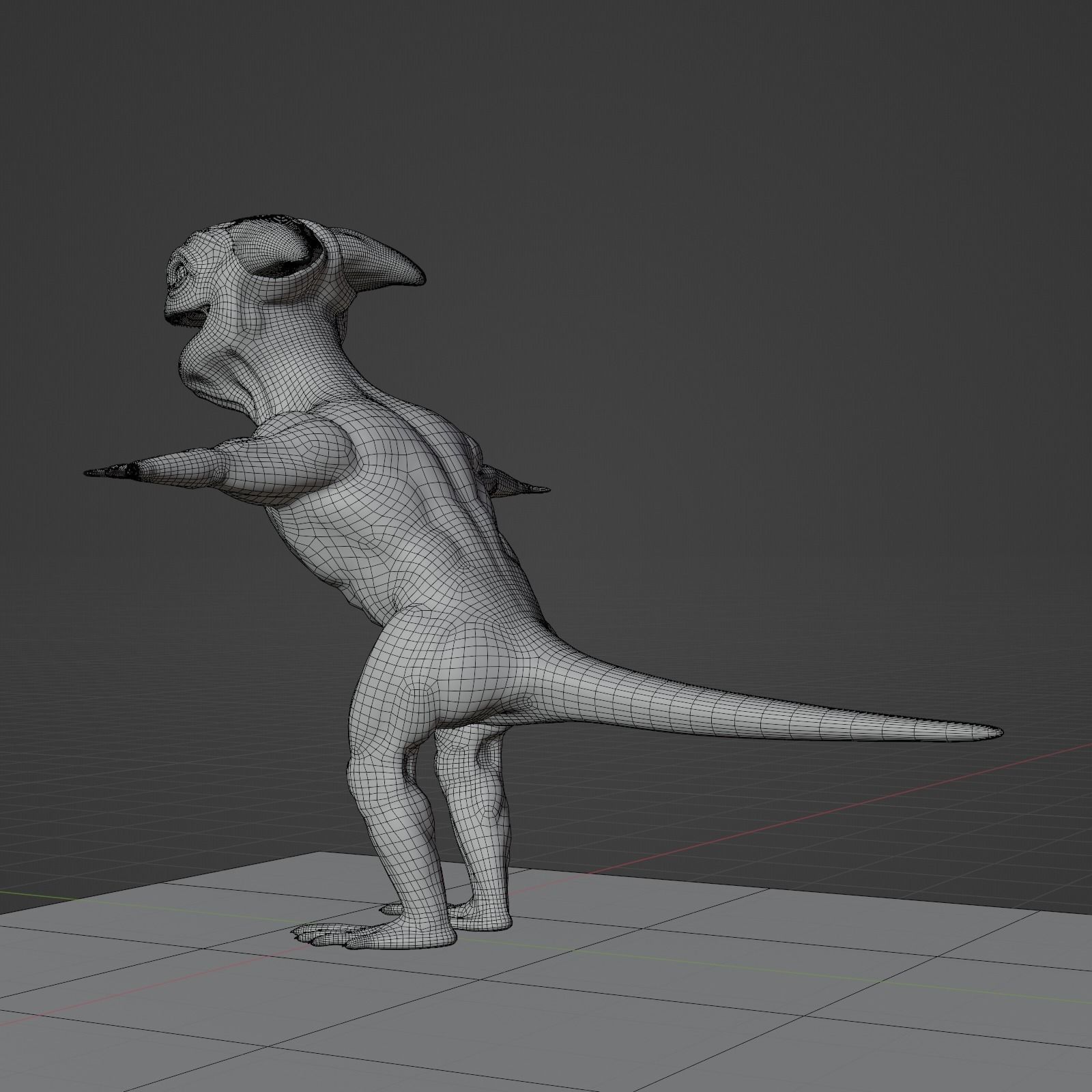 Reptile dinosaur character with green scales 3D model_36