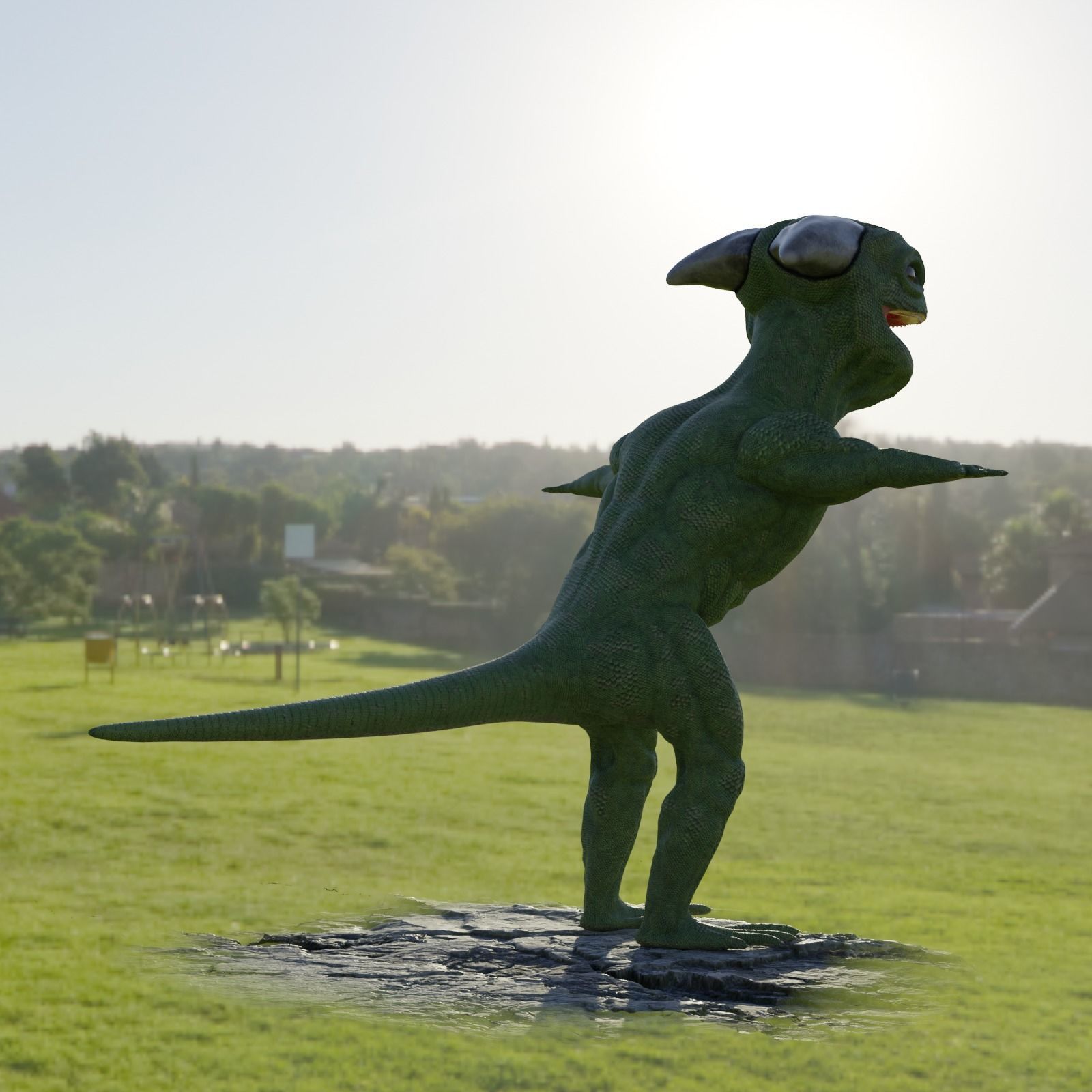 Reptile dinosaur character with green scales 3D model_62