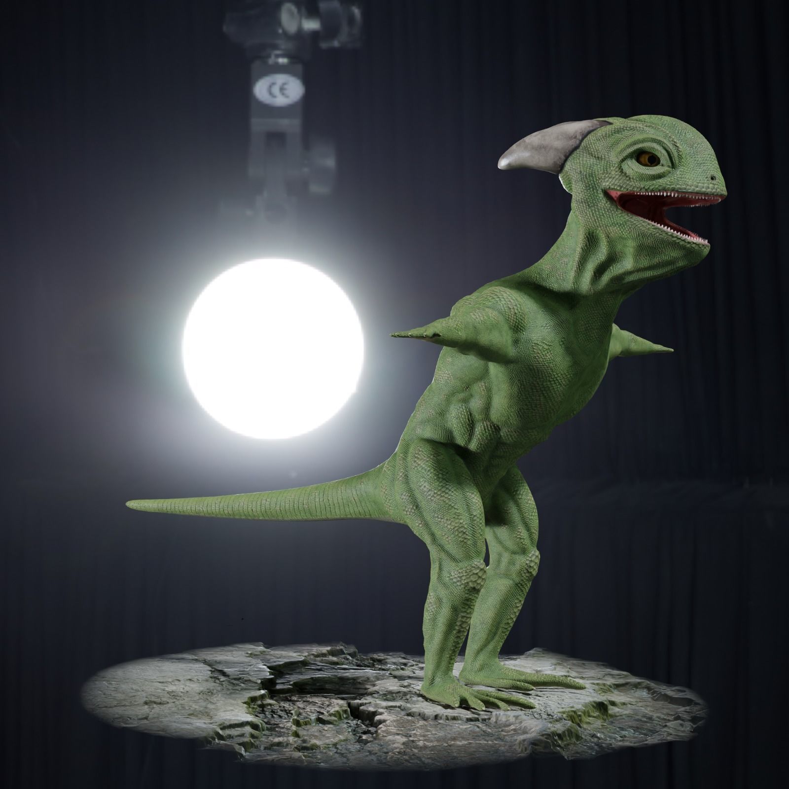 Reptile dinosaur character with green scales 3D model_64