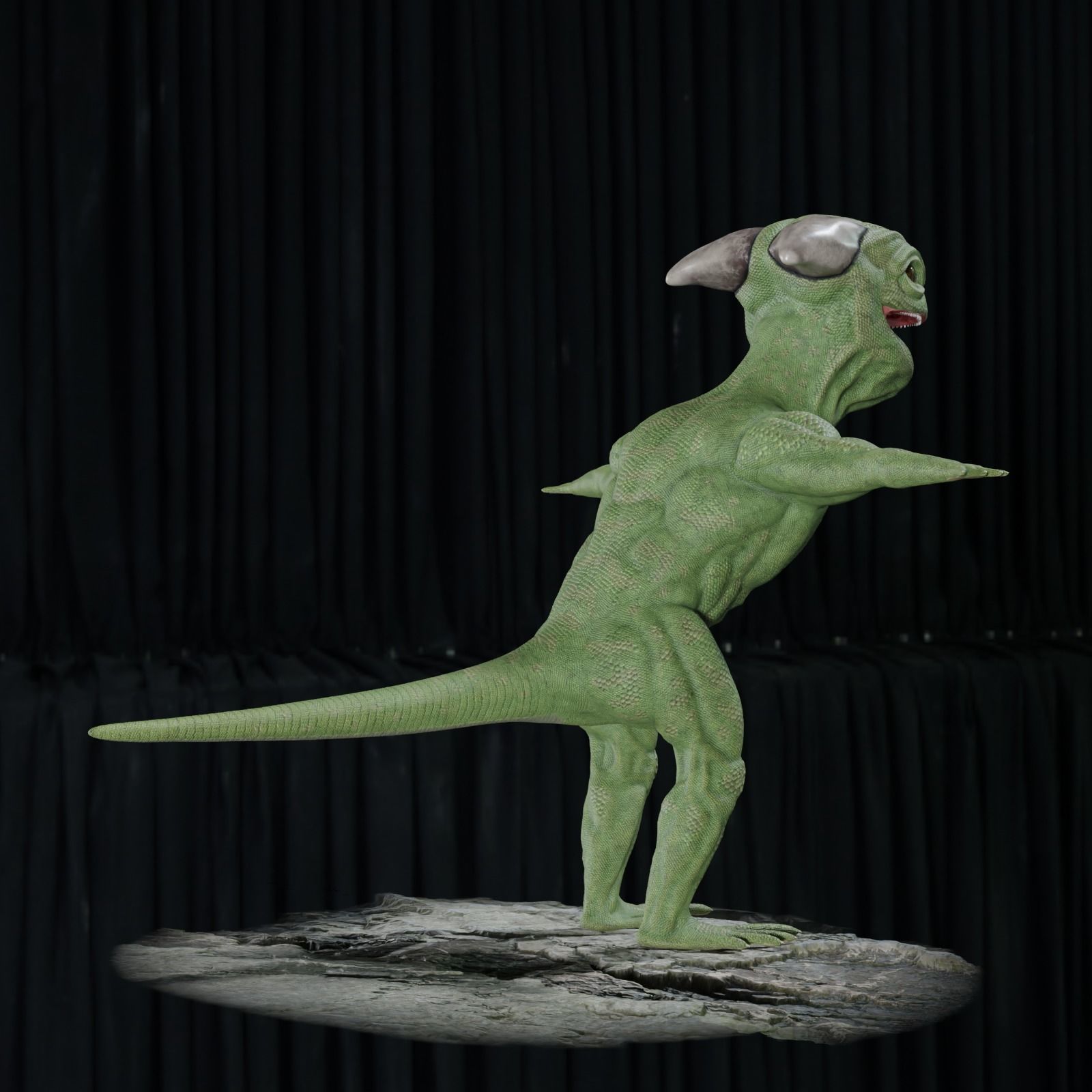 Reptile dinosaur character with green scales 3D model_73