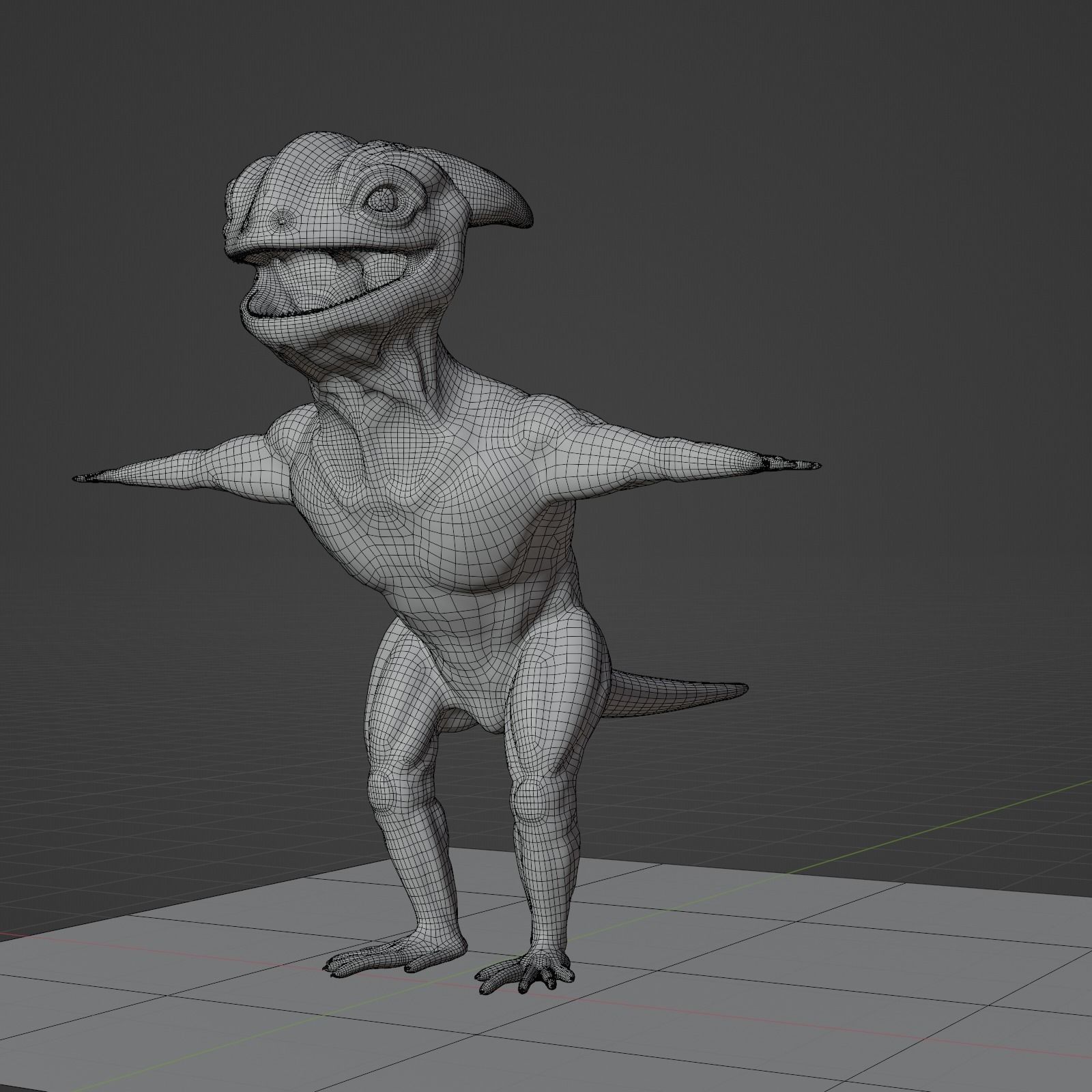 Reptile dinosaur character with green scales 3D model_34