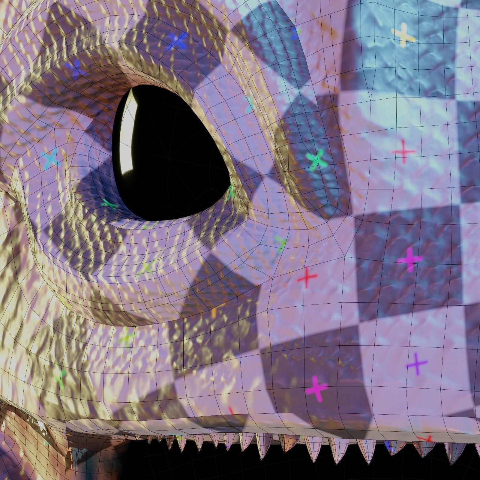 Reptile dinosaur character with green scales 3D model_7