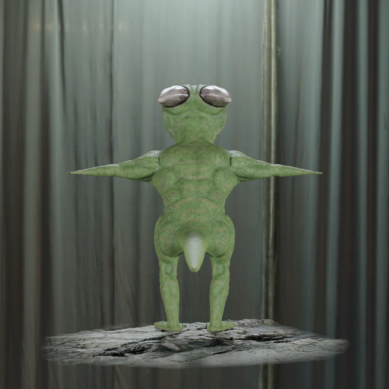 Reptile dinosaur character with green scales 3D model_71