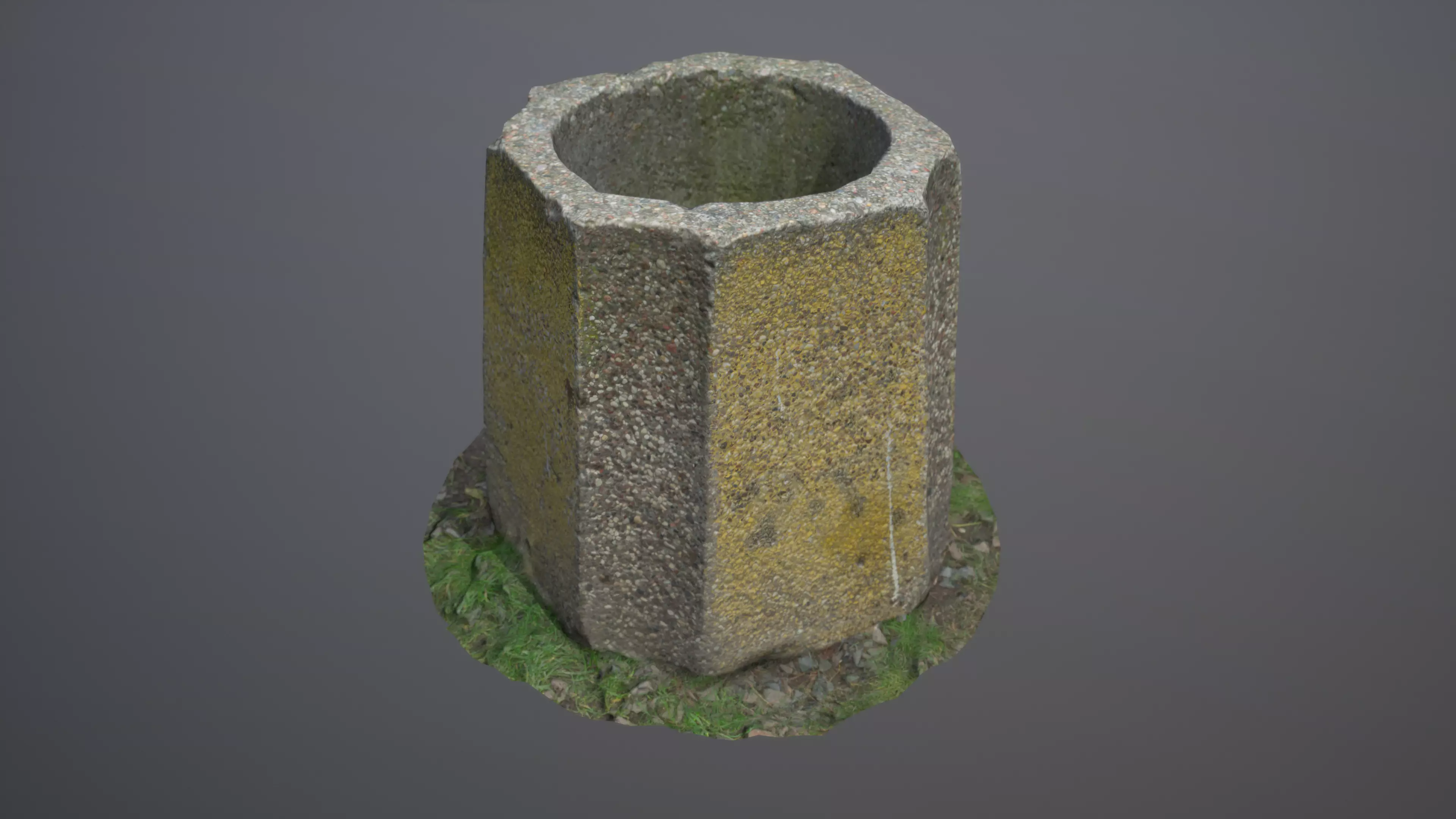 Concrete Bin Low-poly 3D model_0