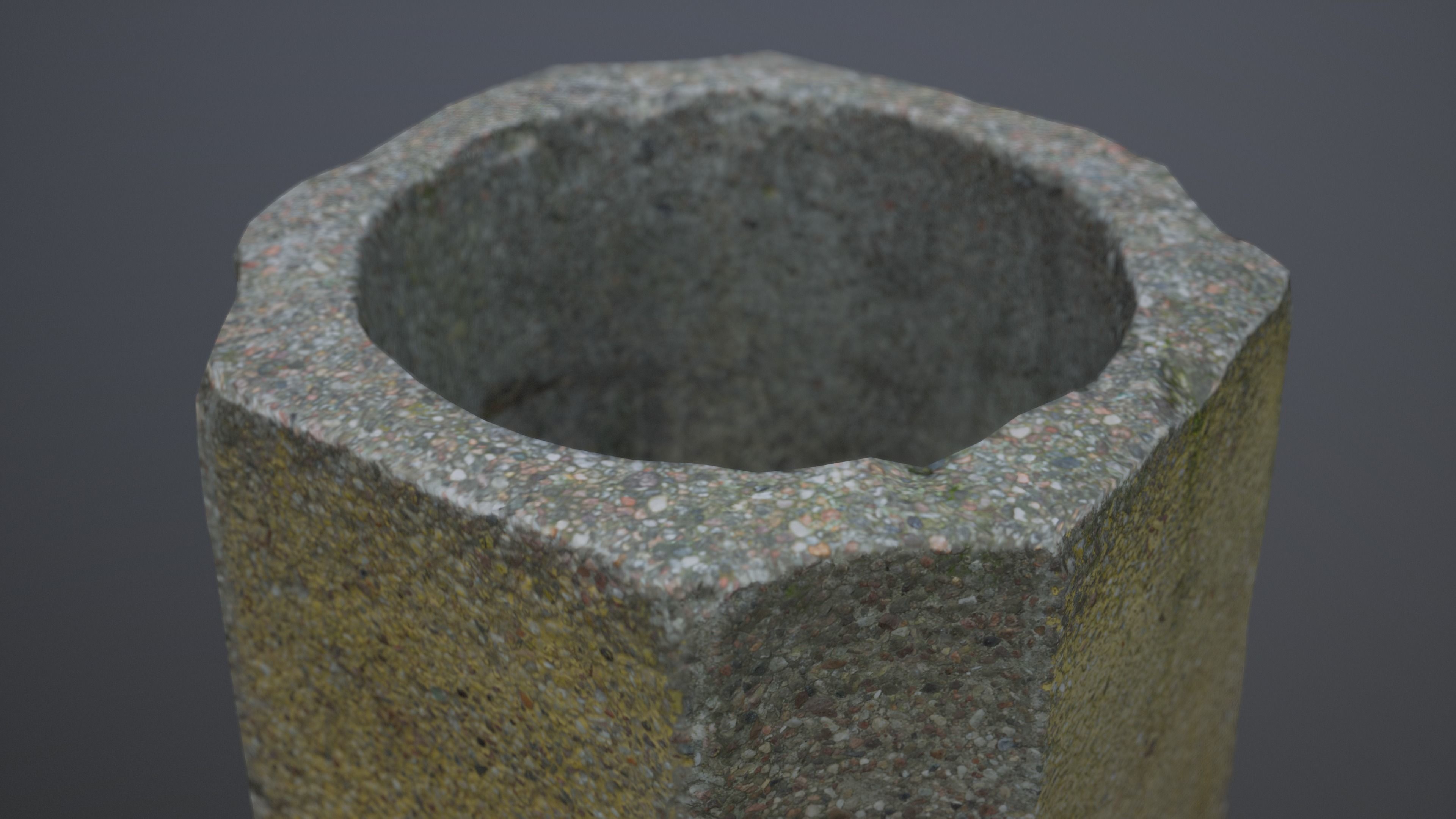 Concrete Bin Low-poly 3D model_7