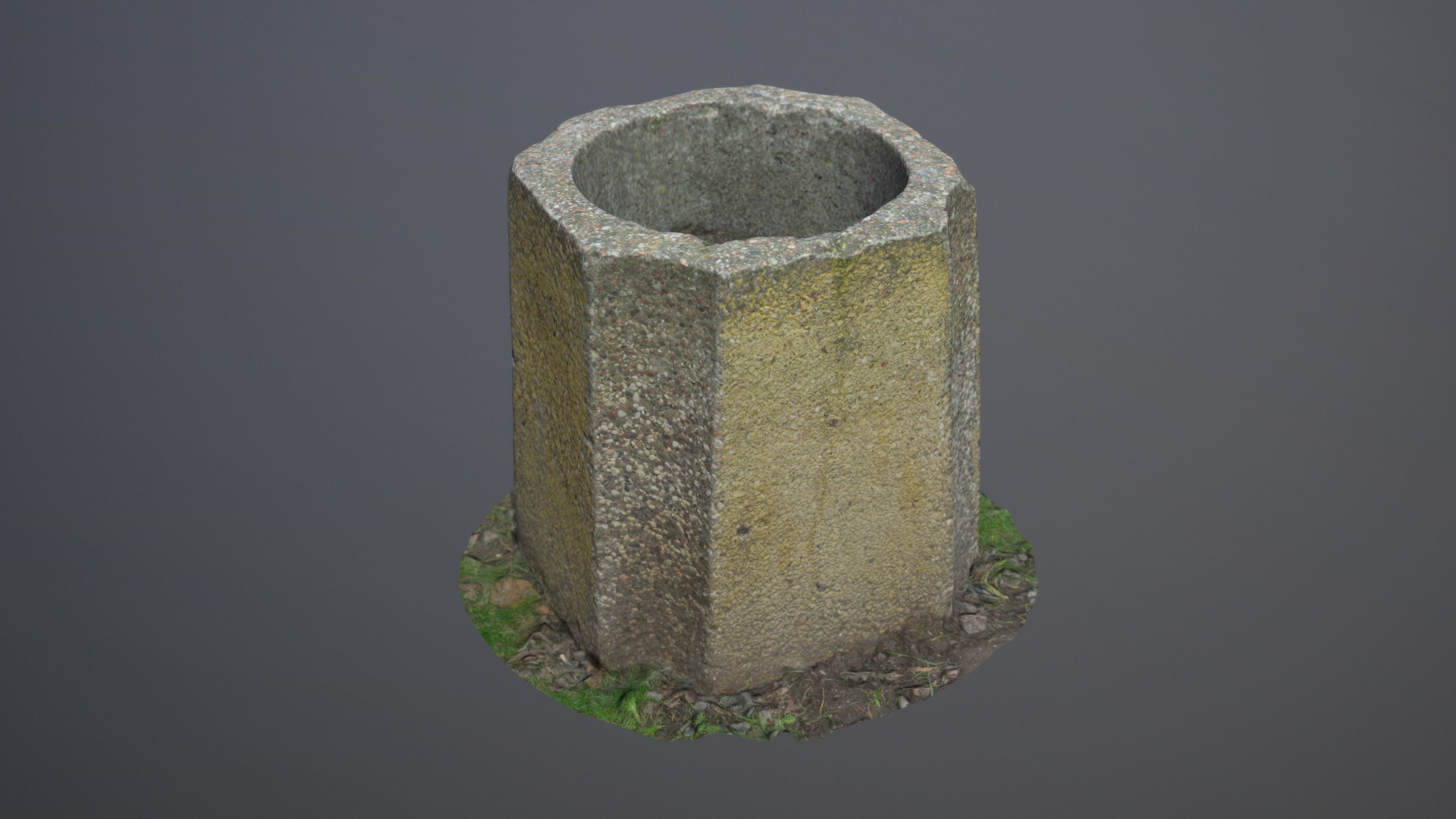 Concrete Bin Low-poly 3D model_5