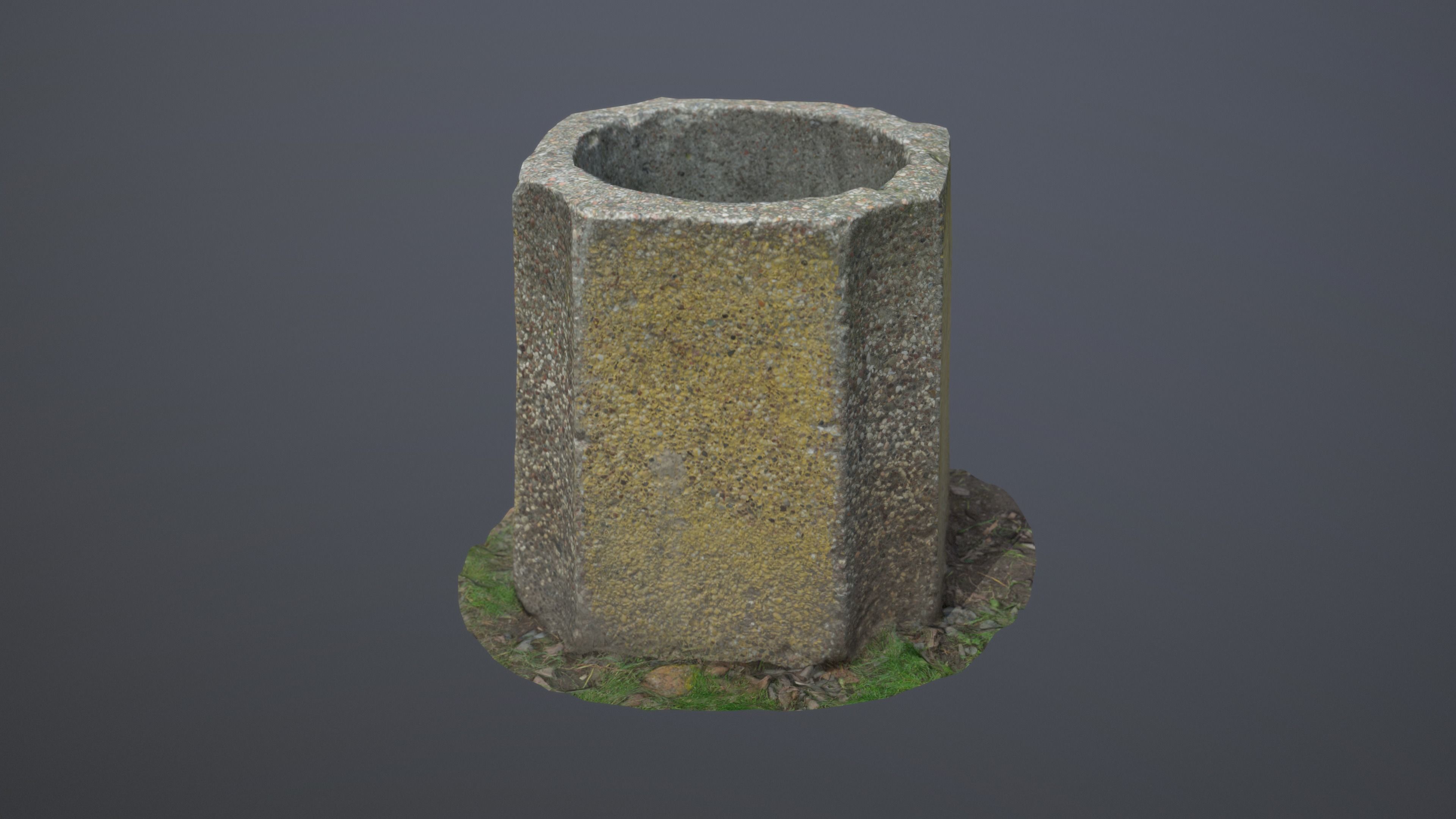 Concrete Bin Low-poly 3D model_4