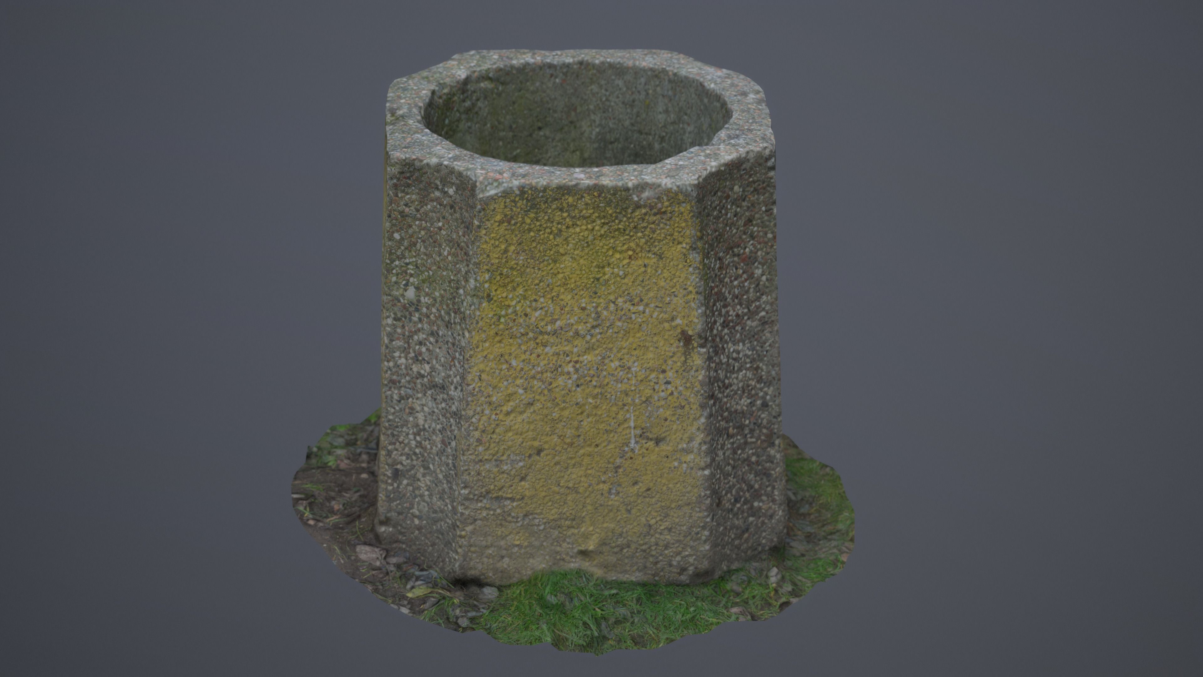 Concrete Bin Low-poly 3D model_8