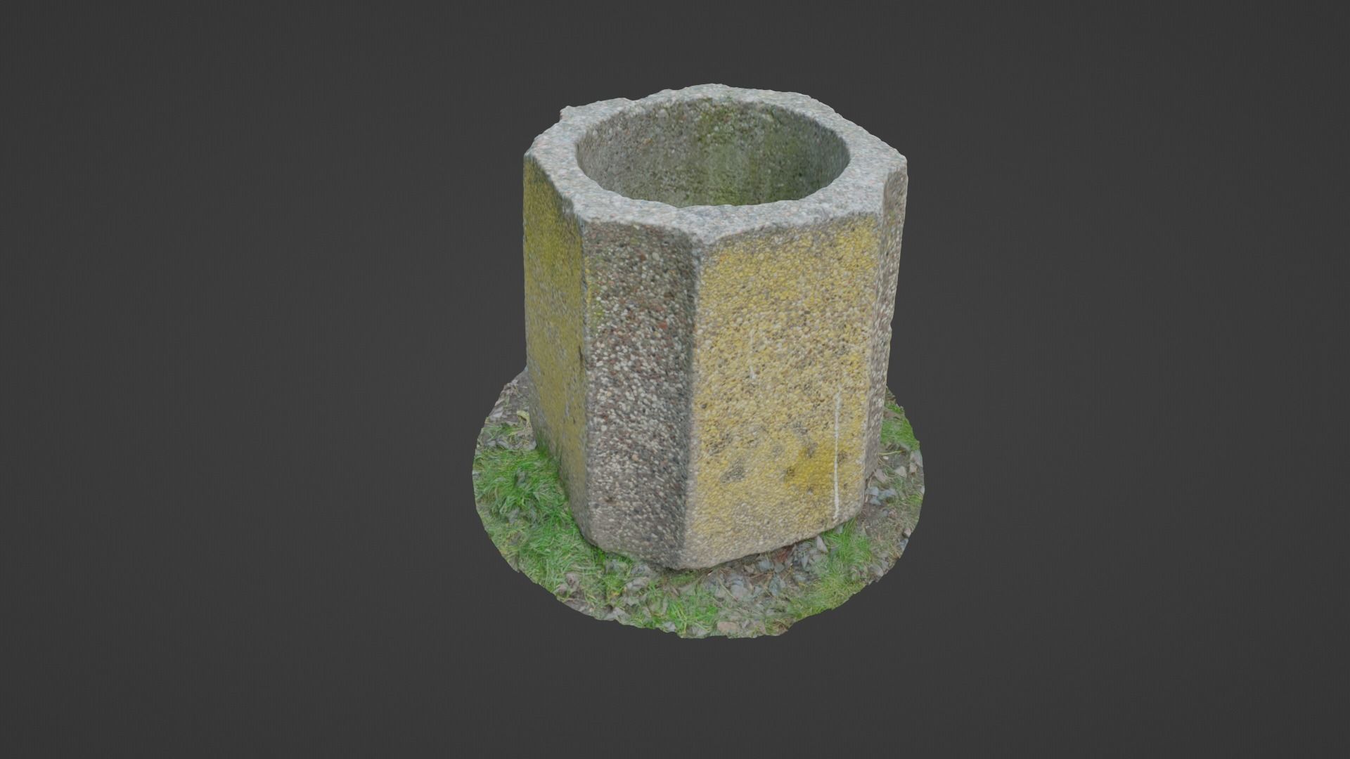Concrete Bin Low-poly 3D model_16