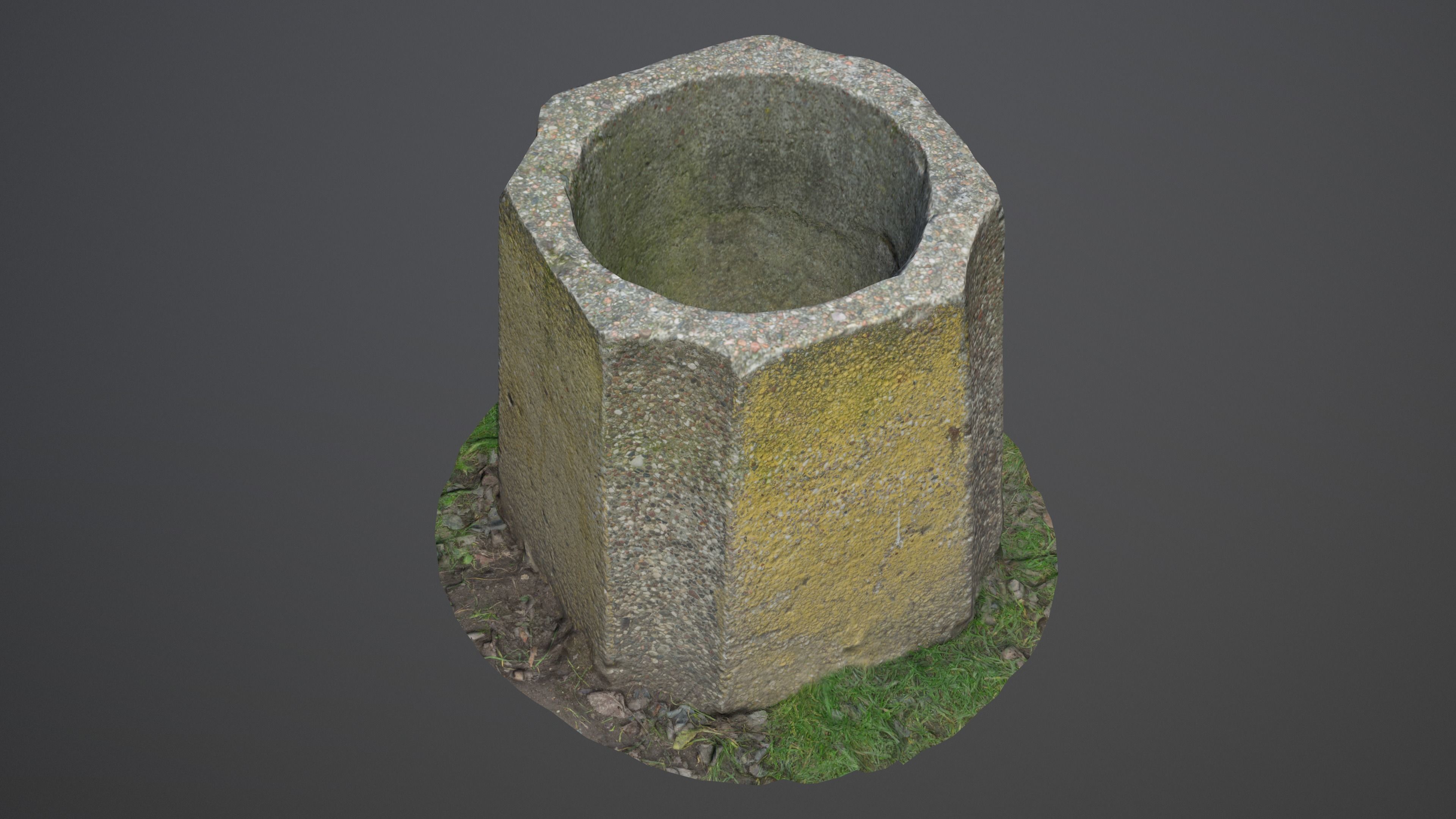 Concrete Bin Low-poly 3D model_10