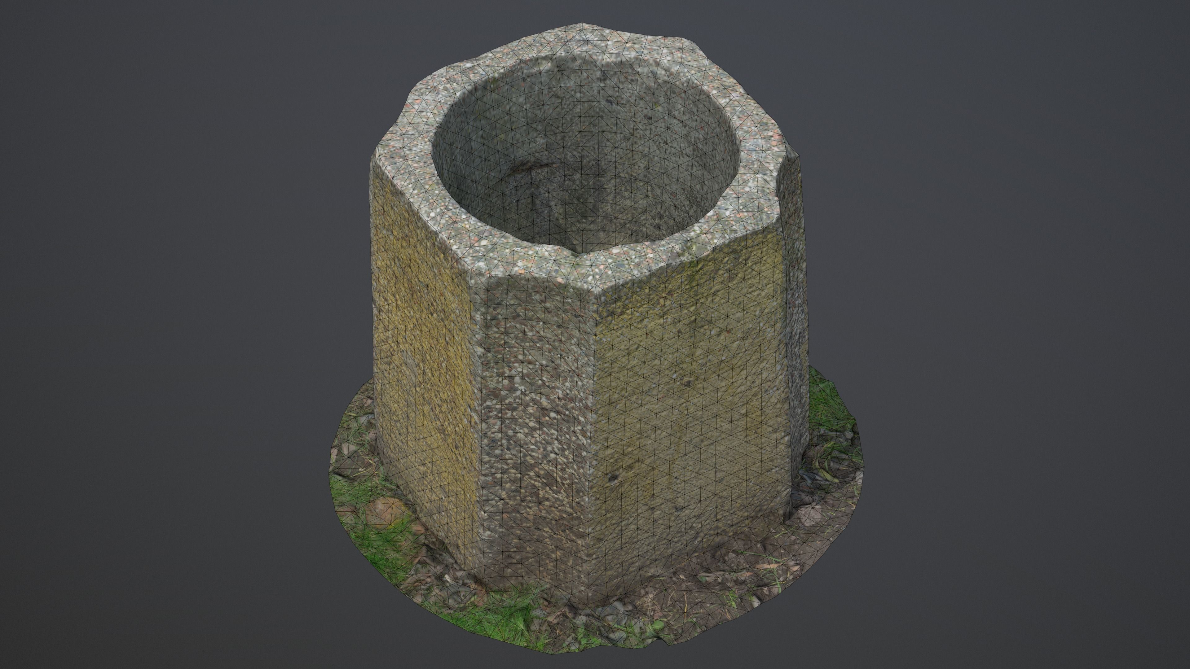 Concrete Bin Low-poly 3D model_14