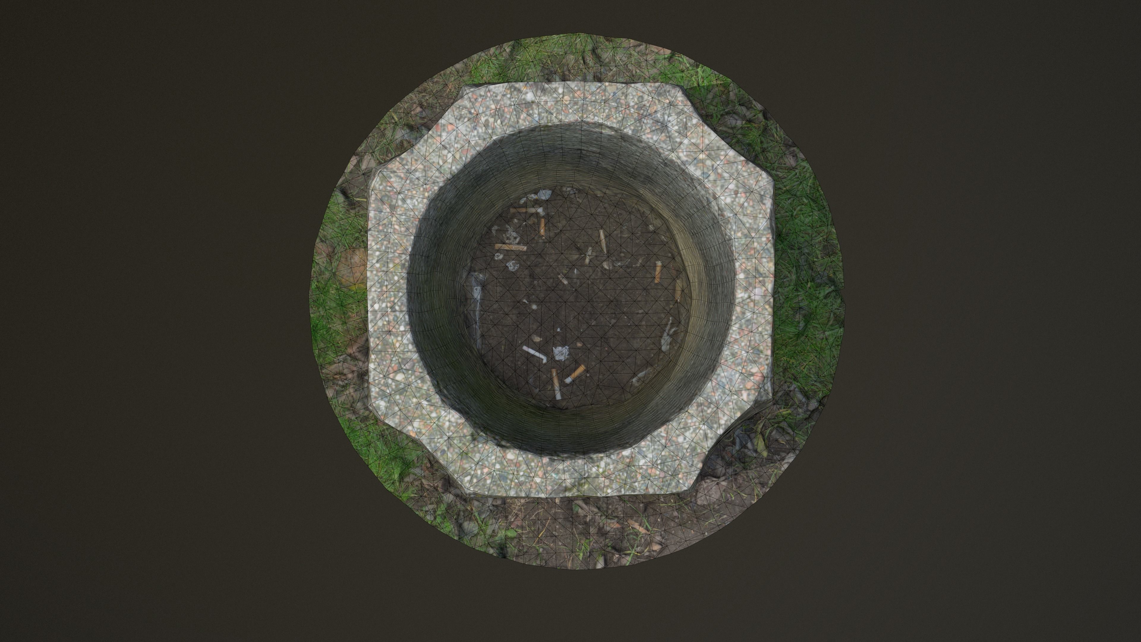 Concrete Bin Low-poly 3D model_12