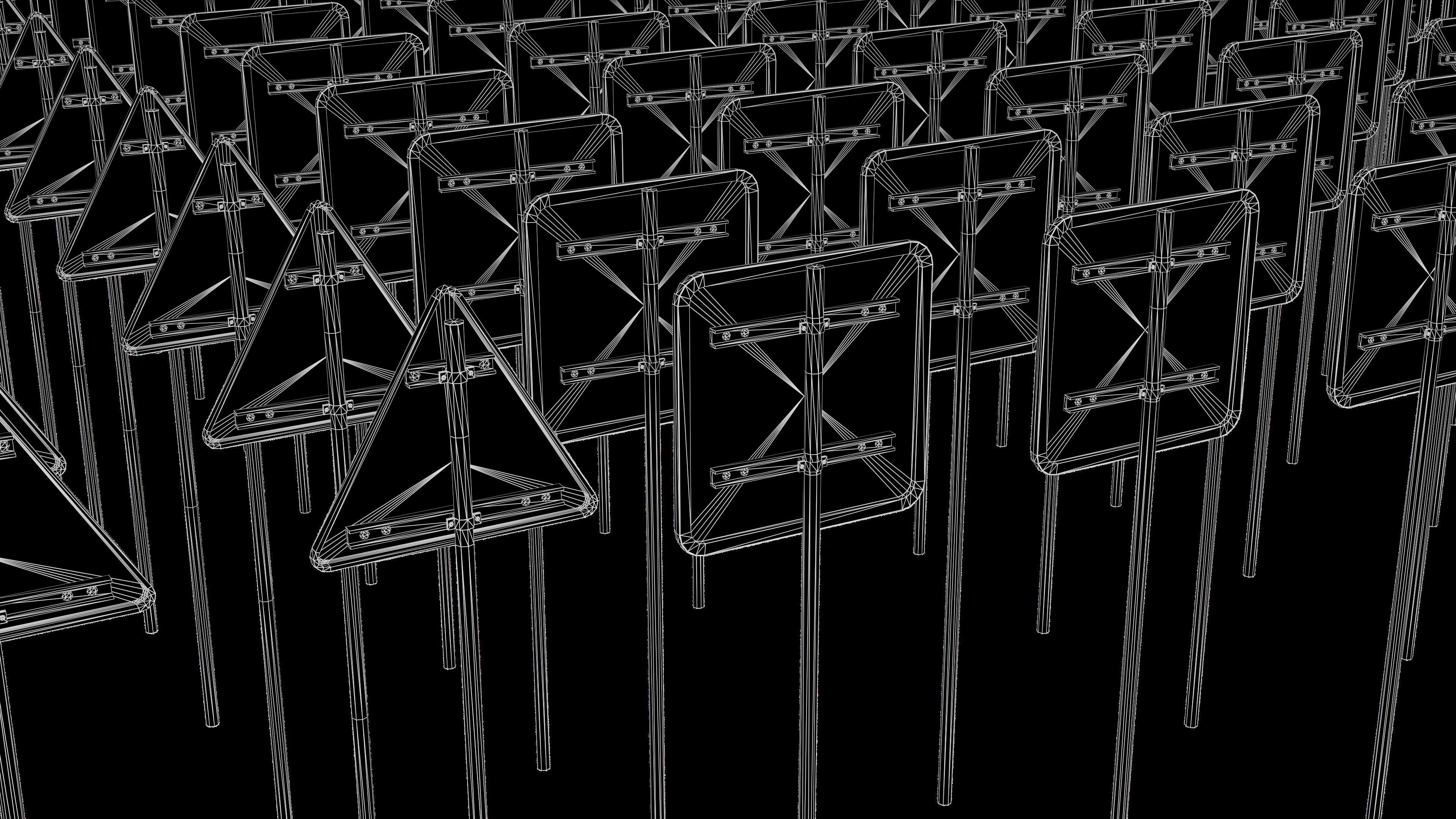 French road sign Low-poly 3D model_10