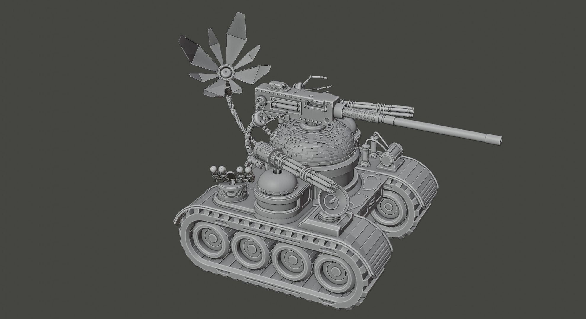 Sci-fi Robot Tank Hard-Surface 3D model_4