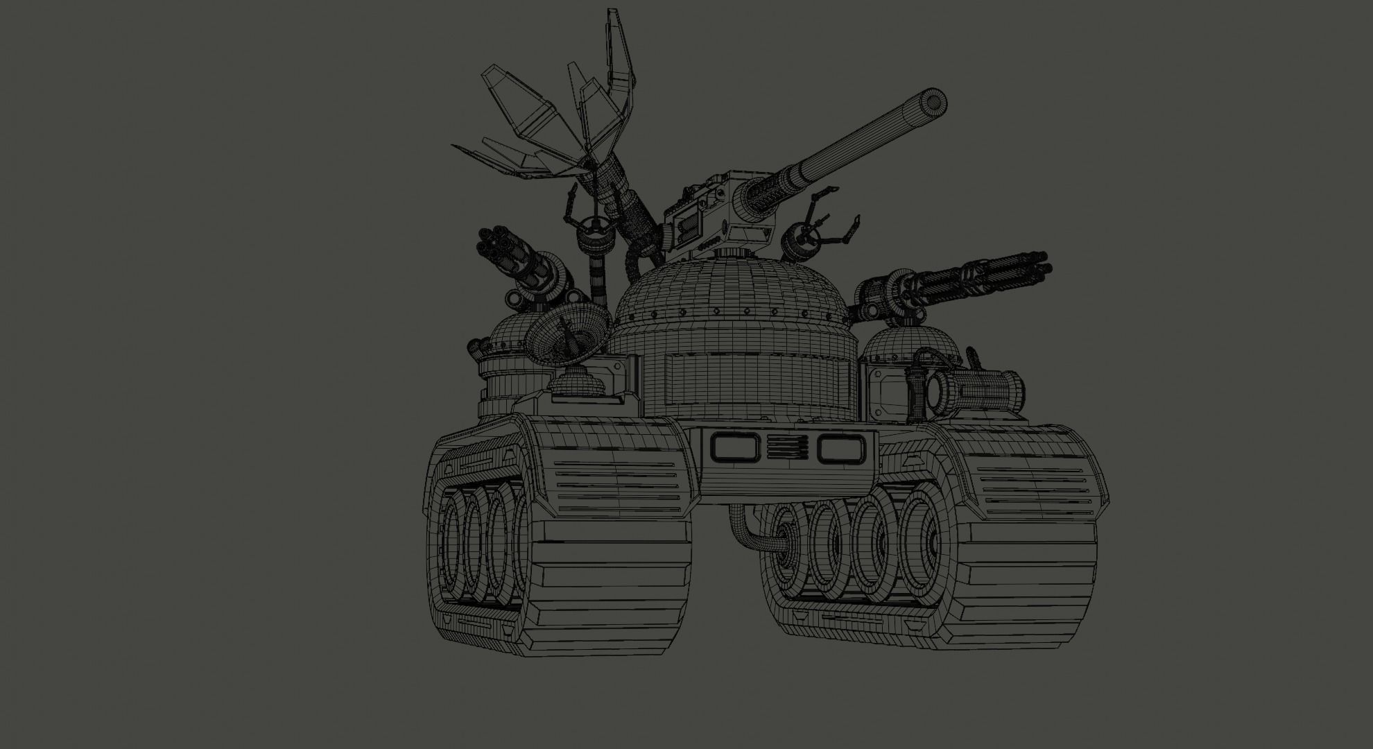 Sci-fi Robot Tank Hard-Surface 3D model_5