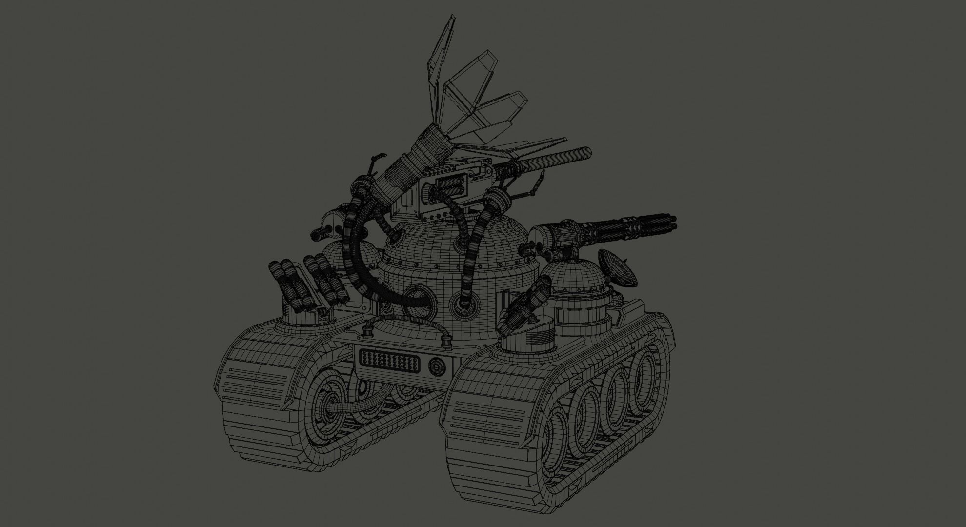 Sci-fi Robot Tank Hard-Surface 3D model_6