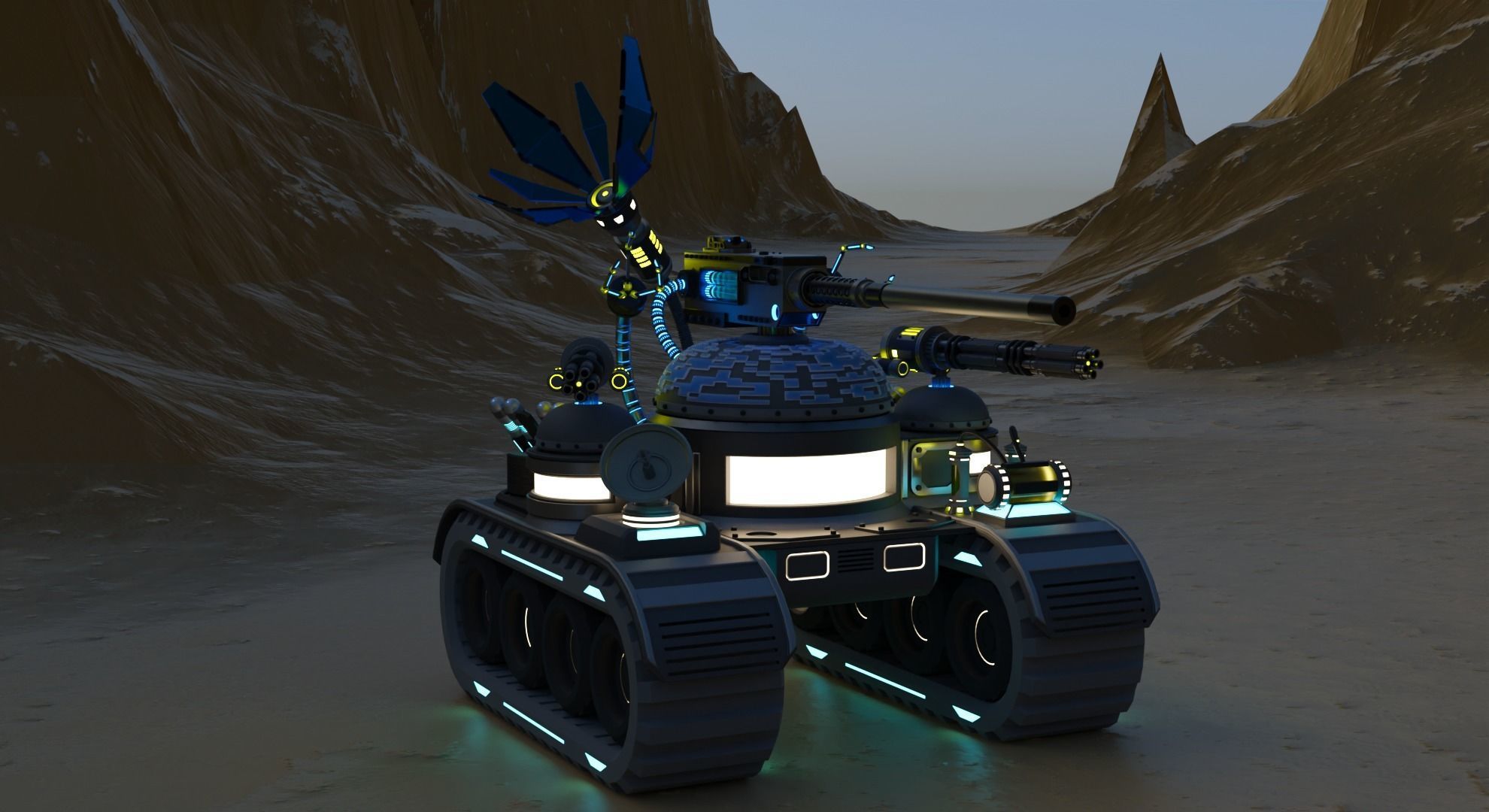 Sci-fi Robot Tank Hard-Surface 3D model_2