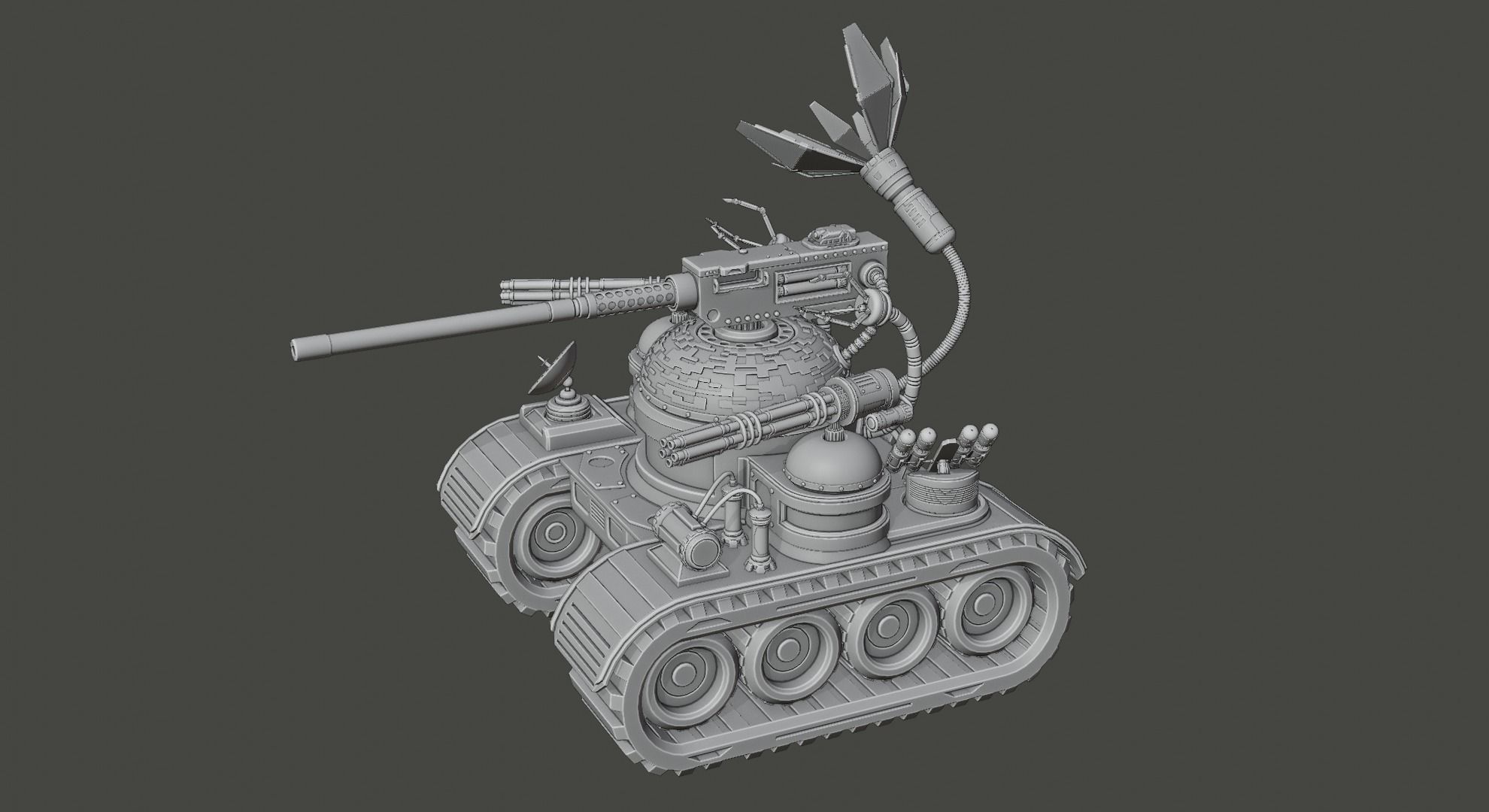 Sci-fi Robot Tank Hard-Surface 3D model_3