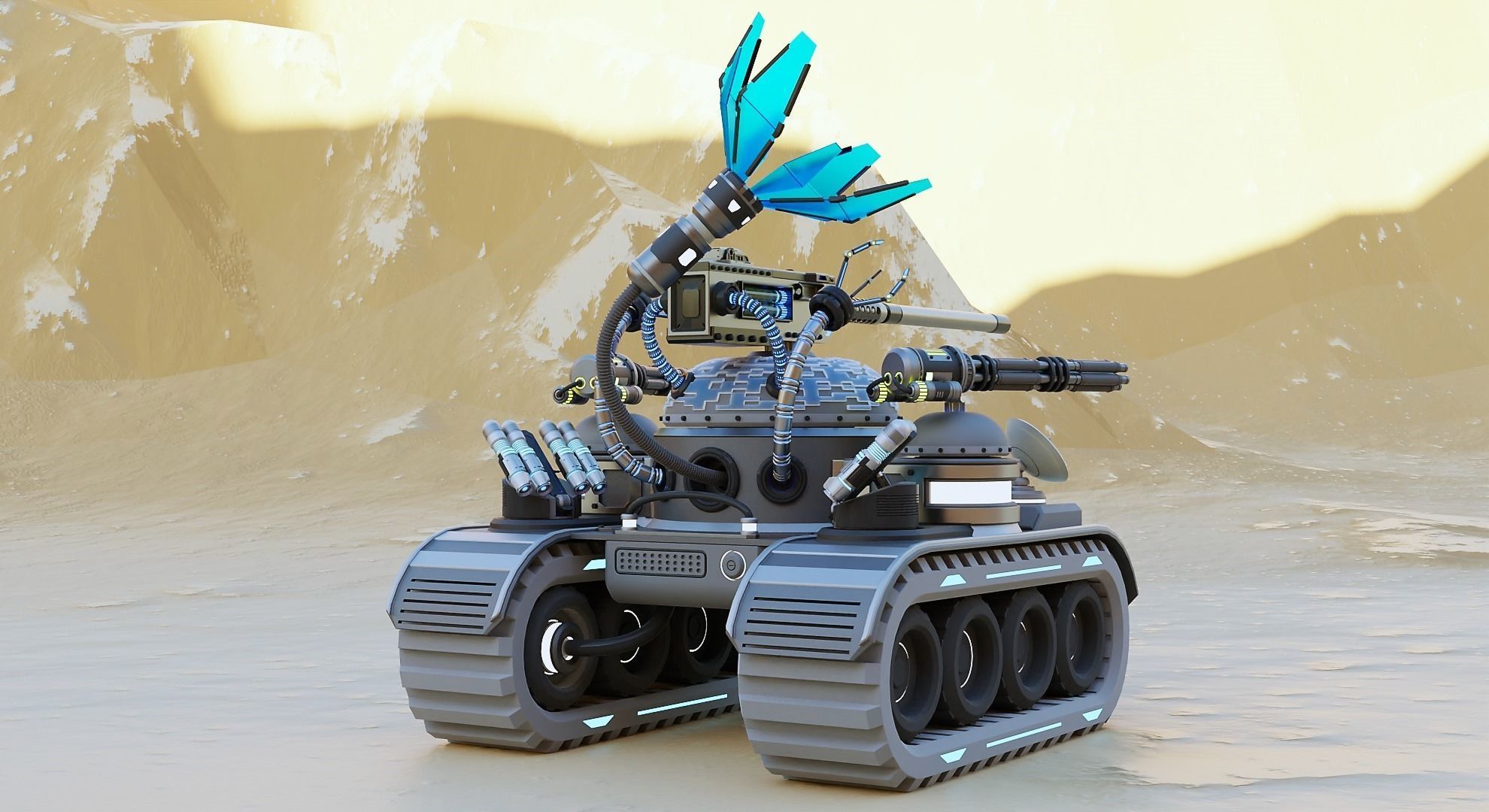 Sci-fi Robot Tank Hard-Surface 3D model_1