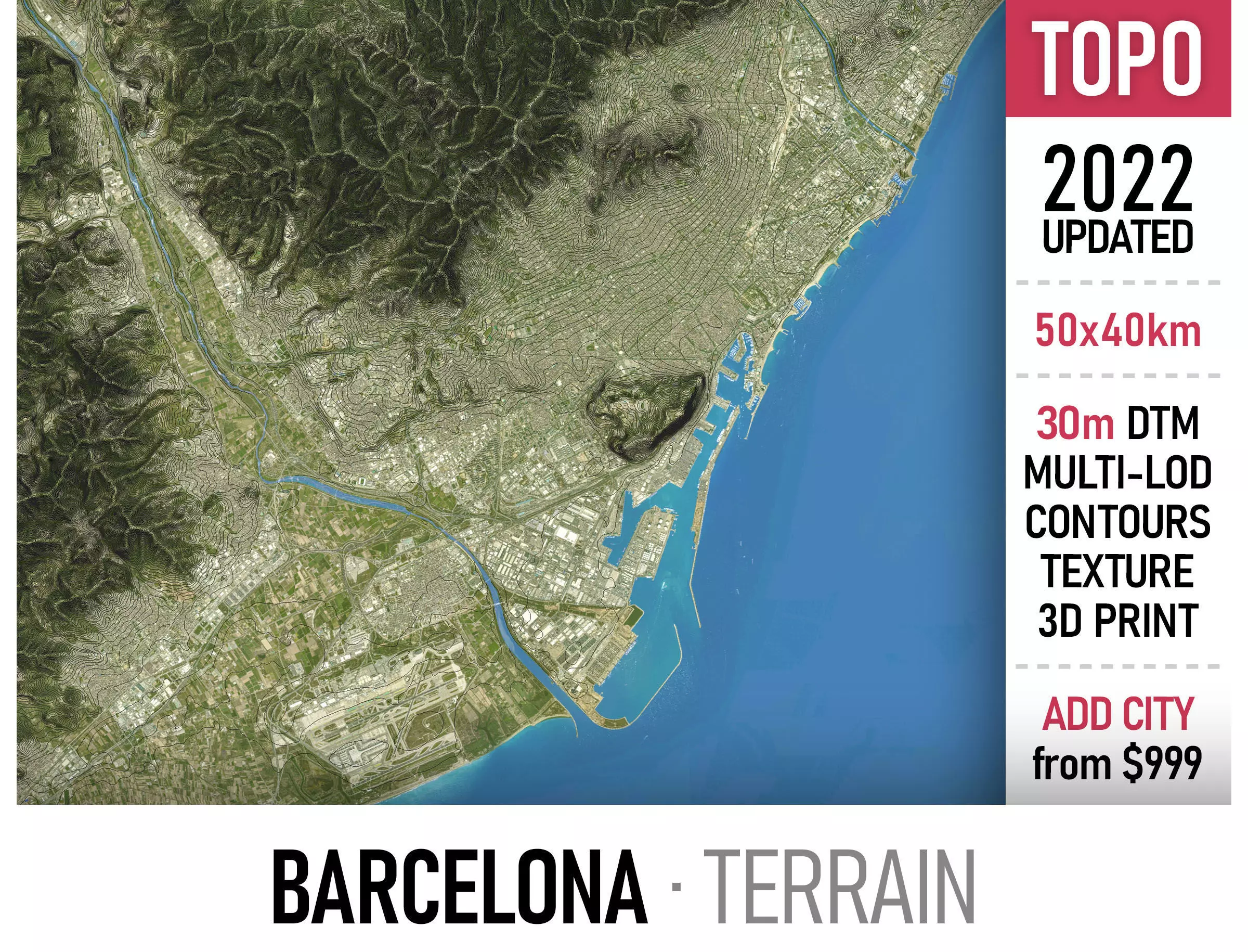 Barcelona Low-poly 3D model