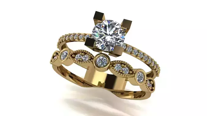 Ring wedding ring two in one engagement assembled 38