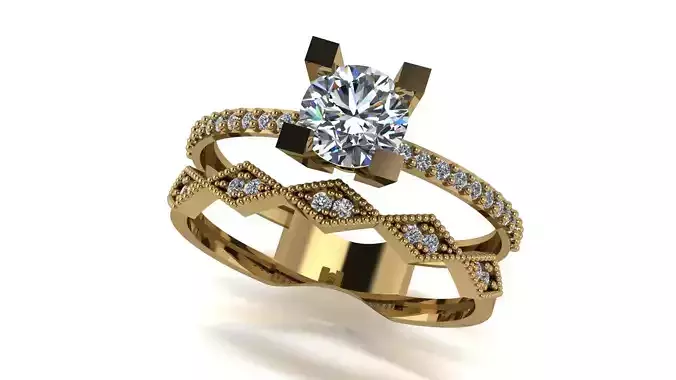 Ring wedding ring two in one engagement assembled 43