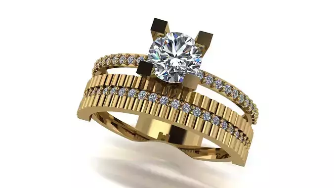 Ring wedding ring two in one engagement assembled  44 3D print model