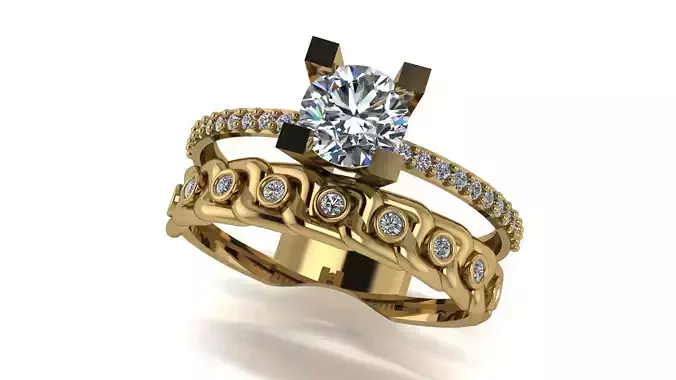 Ring wedding ring two in one engagement assembled 50