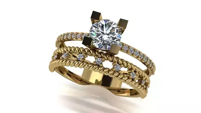 Ring wedding ring two in one engagement assembled 52