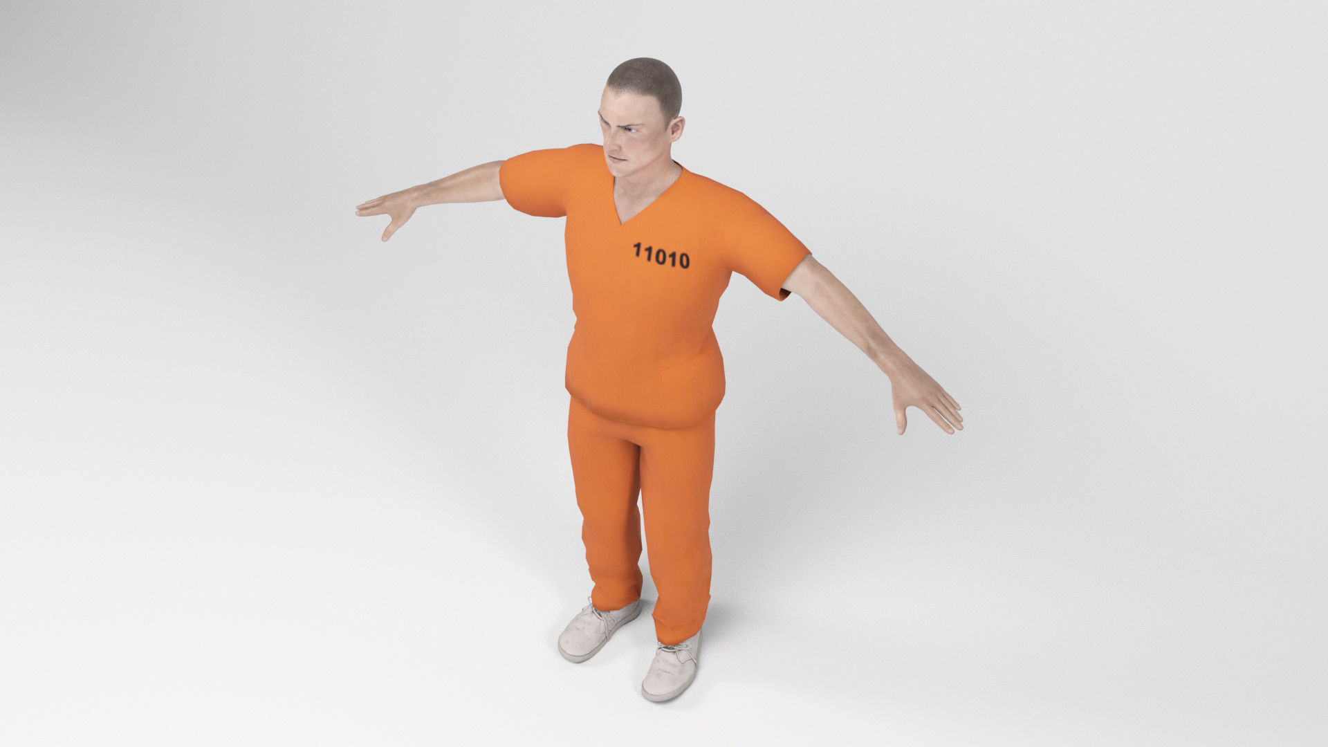 Prisioner 2 prisoner in orange uniform Low-poly 3D model_5