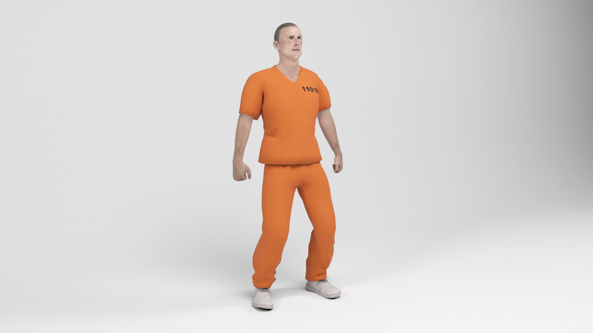 Prisioner 2 prisoner in orange uniform Low-poly 3D model_7