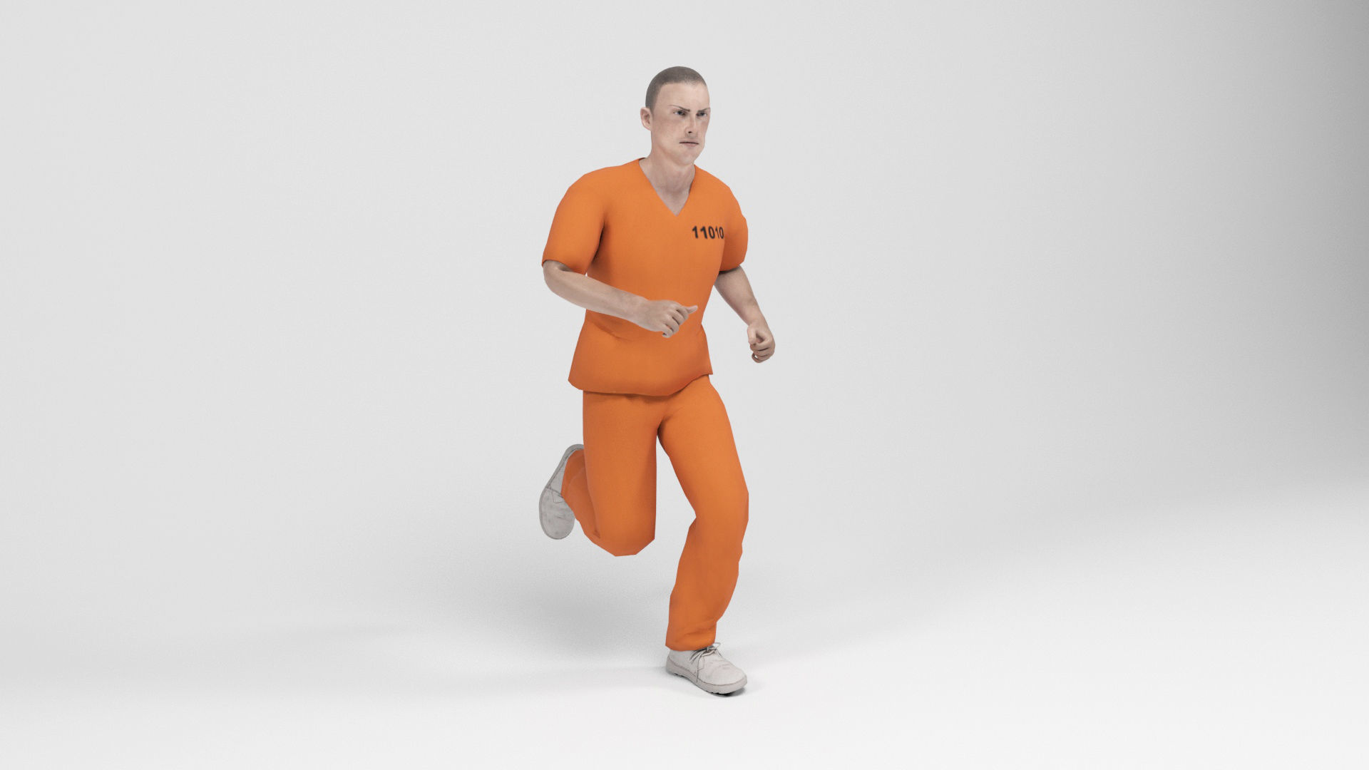 Prisioner 2 prisoner in orange uniform Low-poly 3D model_9