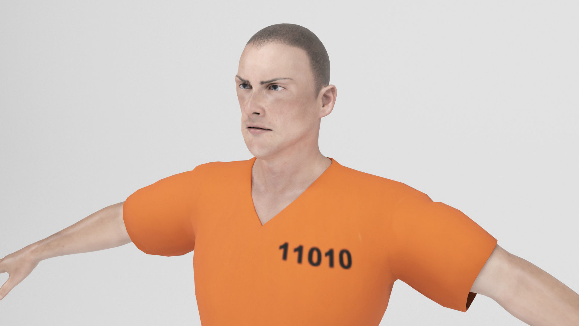 Prisioner 2 prisoner in orange uniform Low-poly 3D model_6