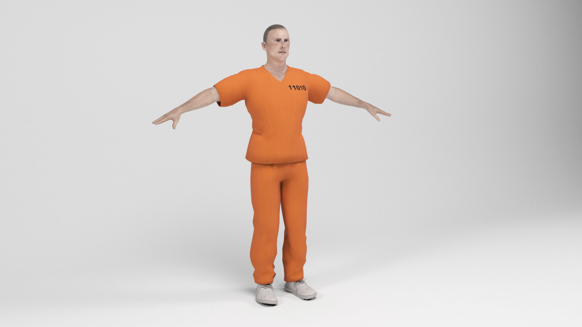 Prisioner 2 prisoner in orange uniform Low-poly 3D model_1