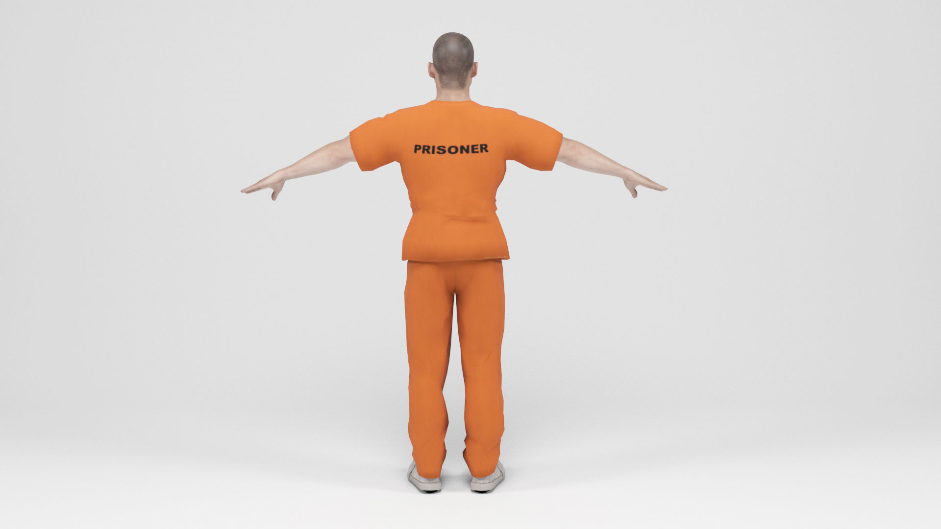 Prisioner 2 prisoner in orange uniform Low-poly 3D model_4