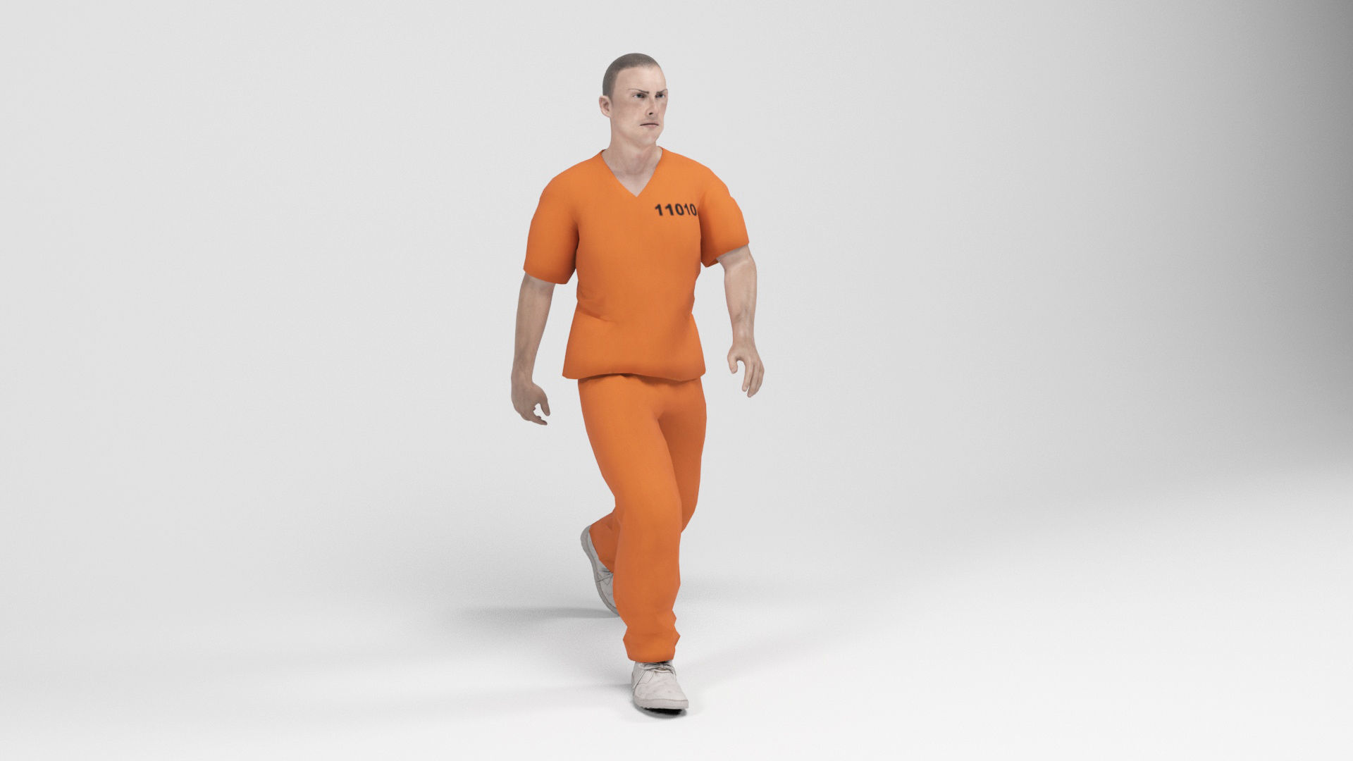 Prisioner 2 prisoner in orange uniform Low-poly 3D model_8
