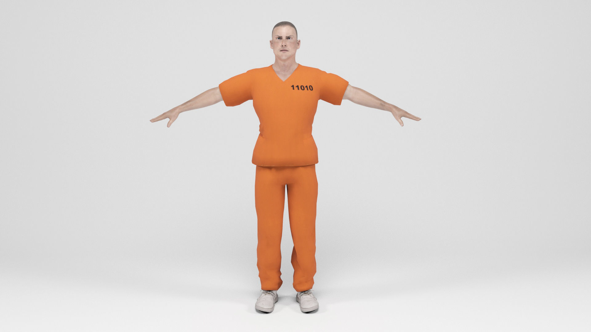 Prisioner 2 prisoner in orange uniform Low-poly 3D model_2