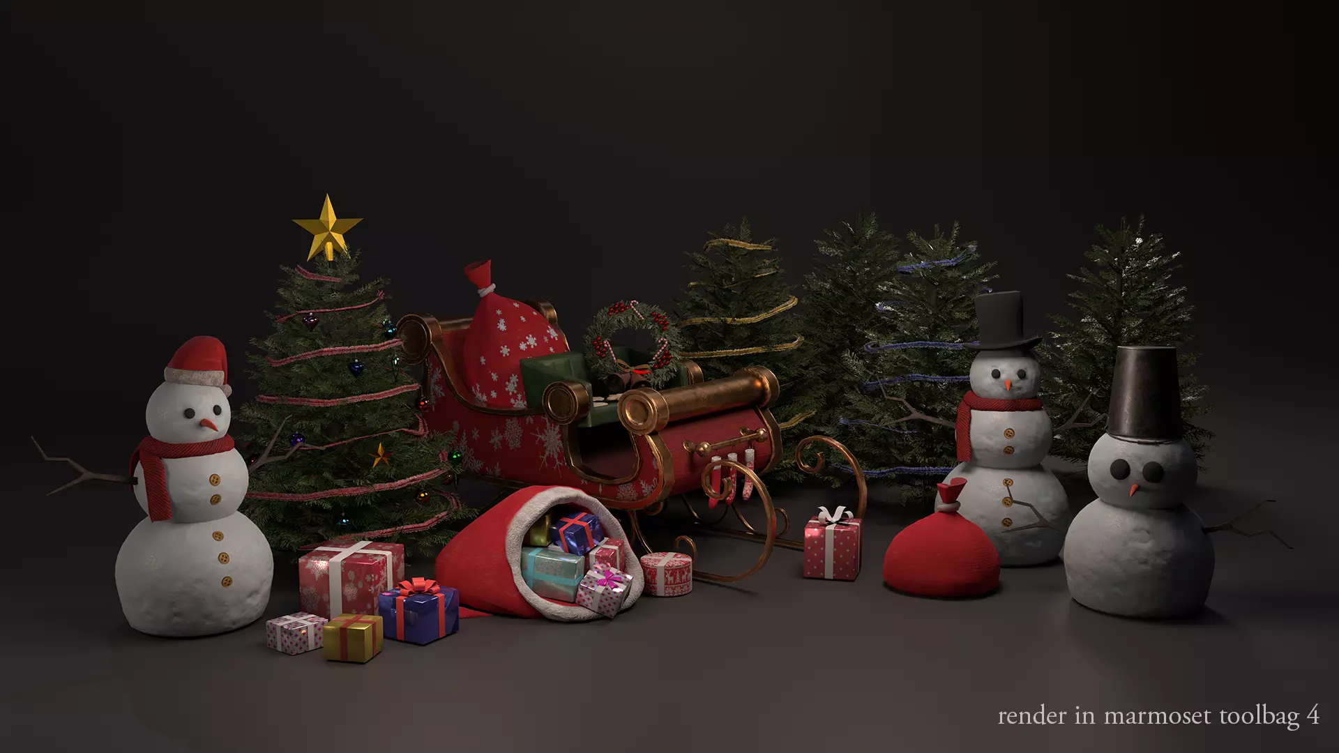 Christmas pack Low-poly 3D model_0