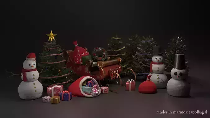 Christmas pack Low-poly 3D model